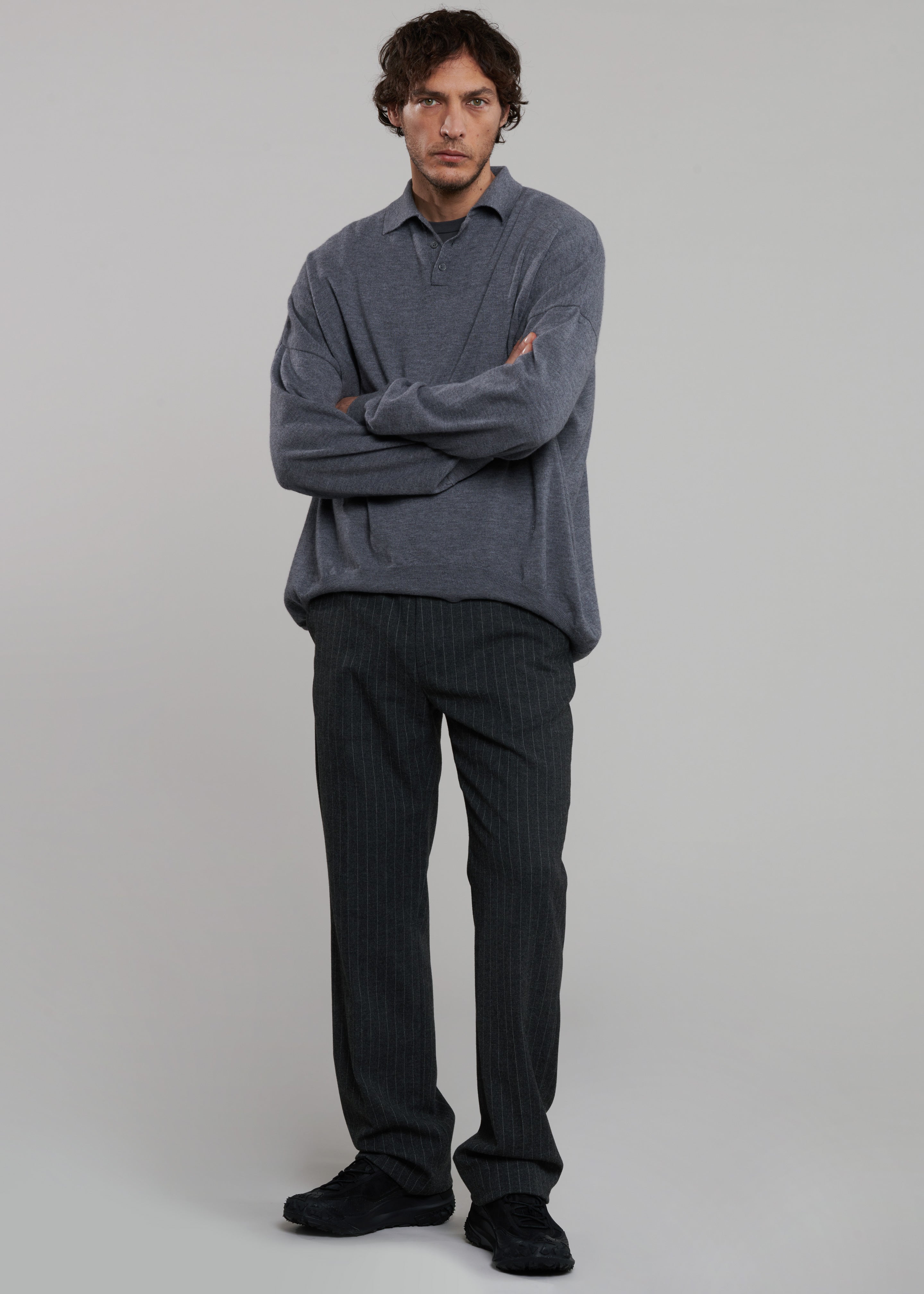 Mason Wool Trousers - Dark Grey/White Pinstripe - 4