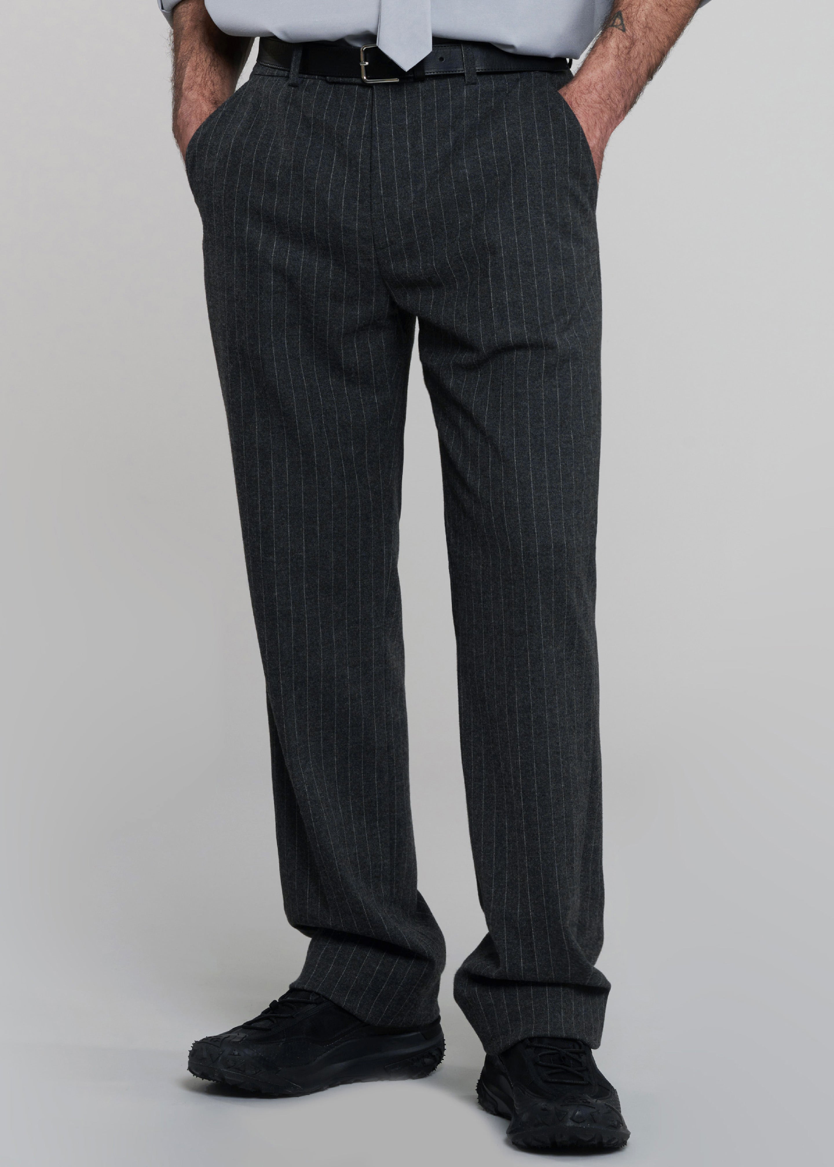 Mason Wool Trousers - Dark Grey/White Pinstripe - 5