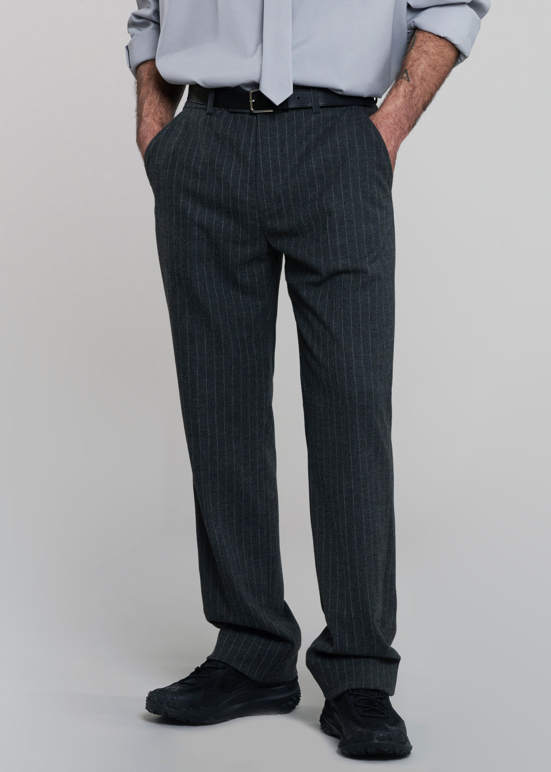 Mason Wool Trousers - Dark Grey/White Pinstripe - 5