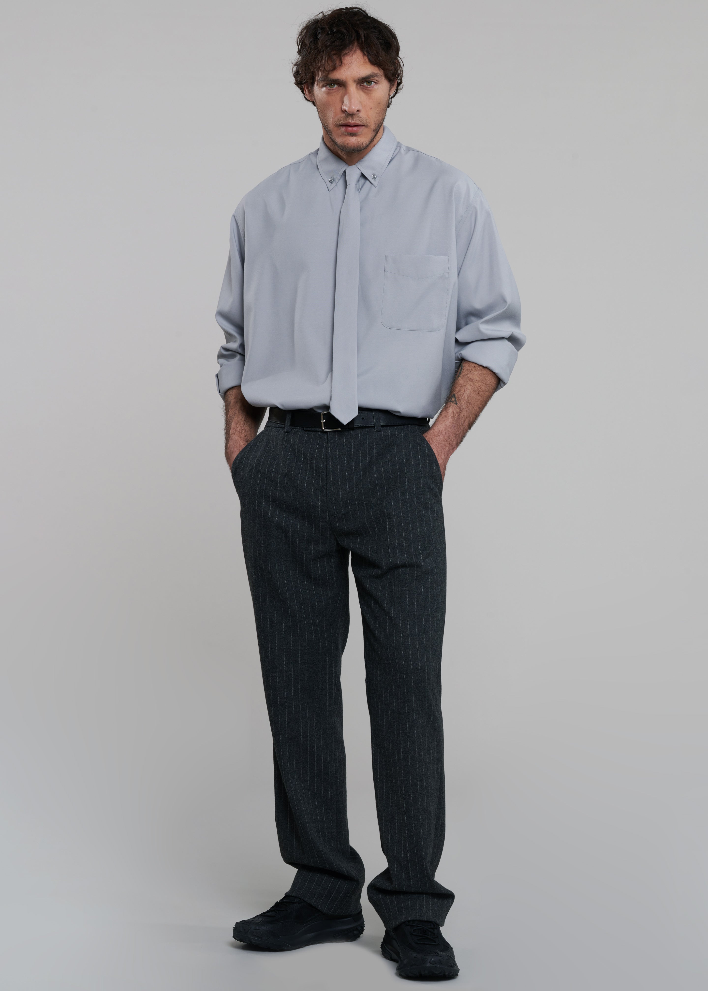 Mason Wool Trousers - Dark Grey/White Pinstripe - 6