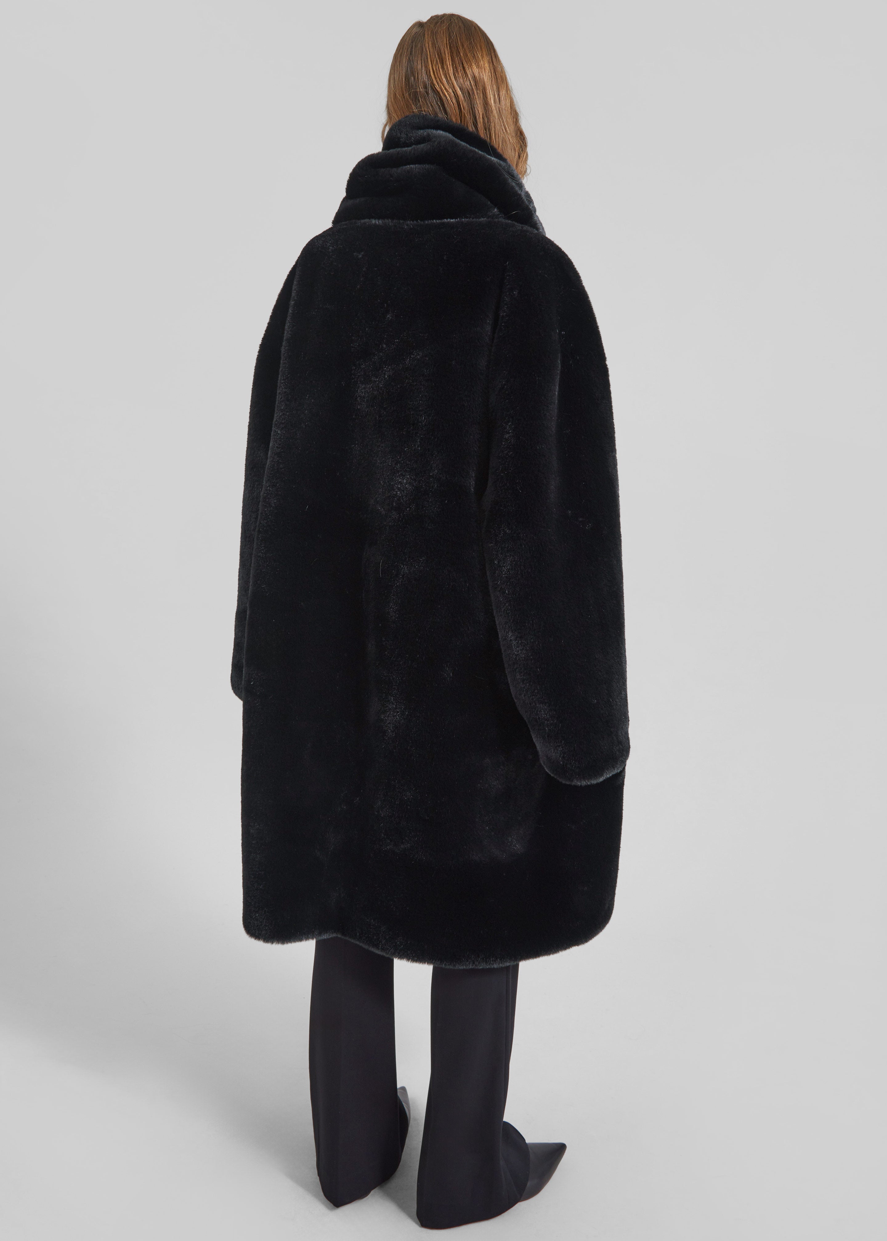 Matera Collarless Faux Fur Coat - Black – The Frankie Shop Europe