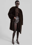 Matera Collarless Faux Fur Coat - Brown