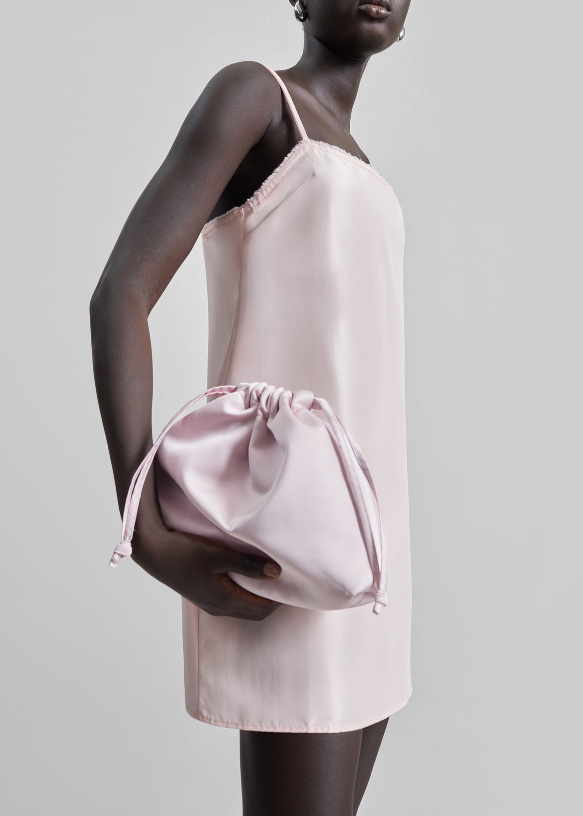 Morgan Satin Small Pouch - Faded Pink - 1