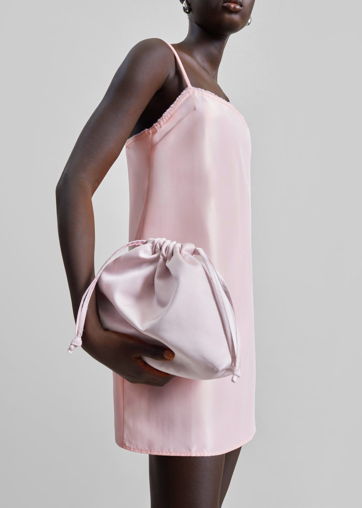 Matin Satin Mini Dress - Palest Pink - 3