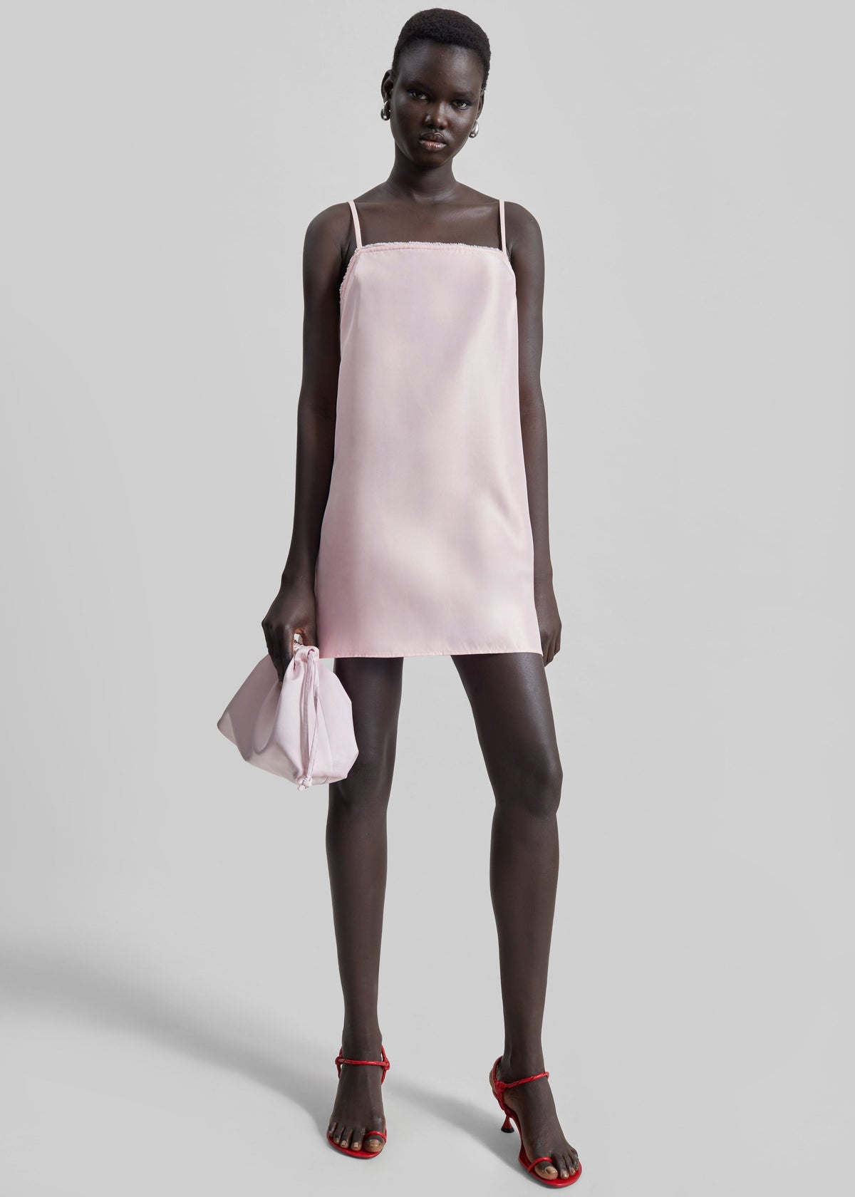 Matin Satin Mini Dress - Palest Pink - 6