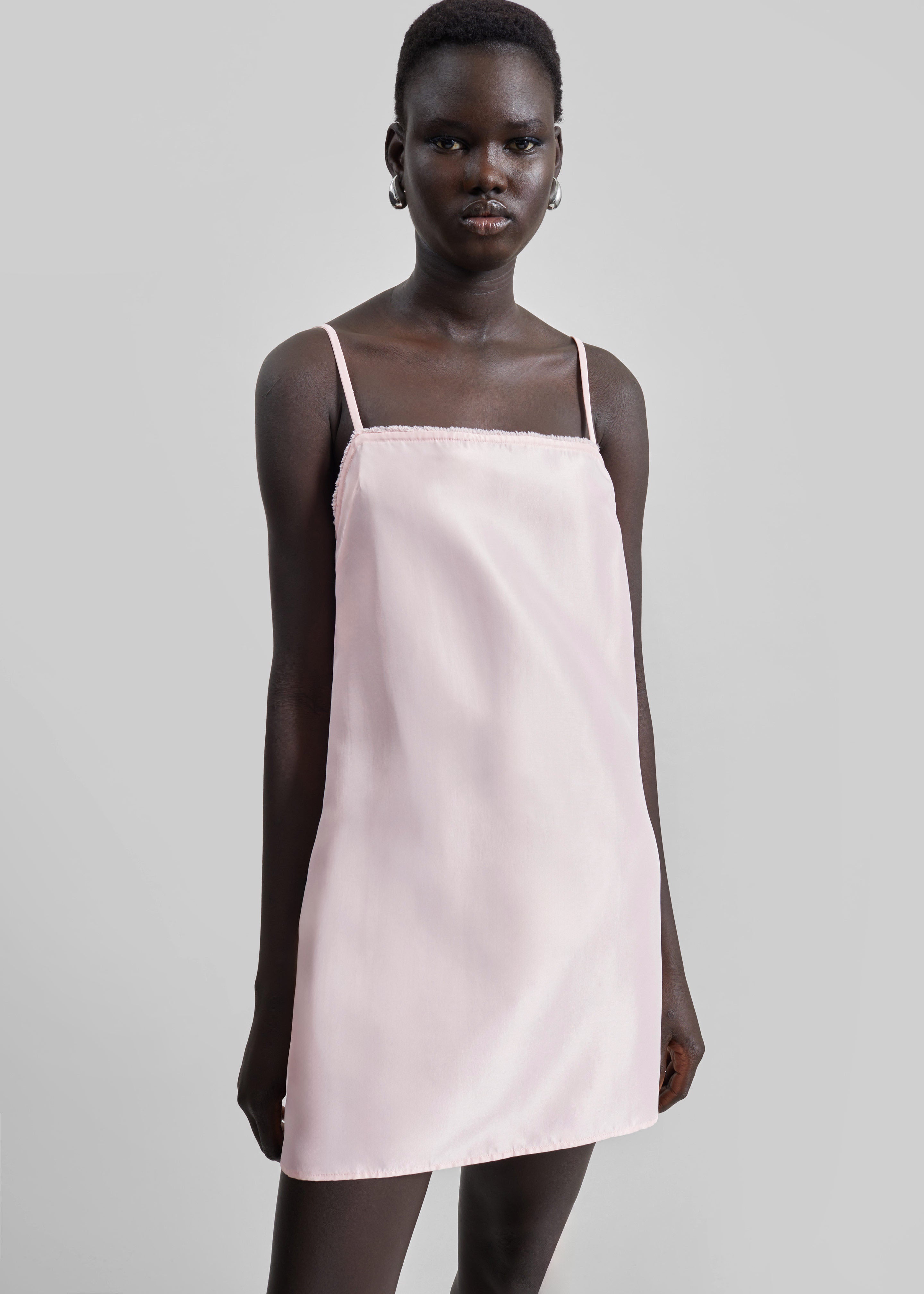 Matin Satin Mini Dress - Palest Pink - 7