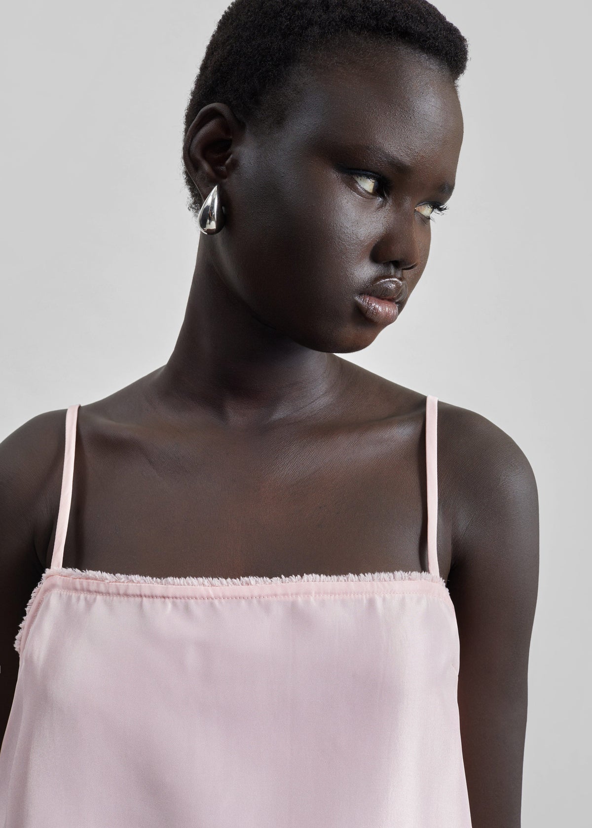 Matin Satin Mini Dress - Palest Pink - 2