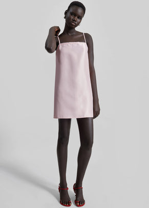 Matin Satin Mini Dress - Palest Pink