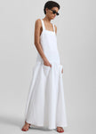 Matin Athena Cross Back Linen Dress - White