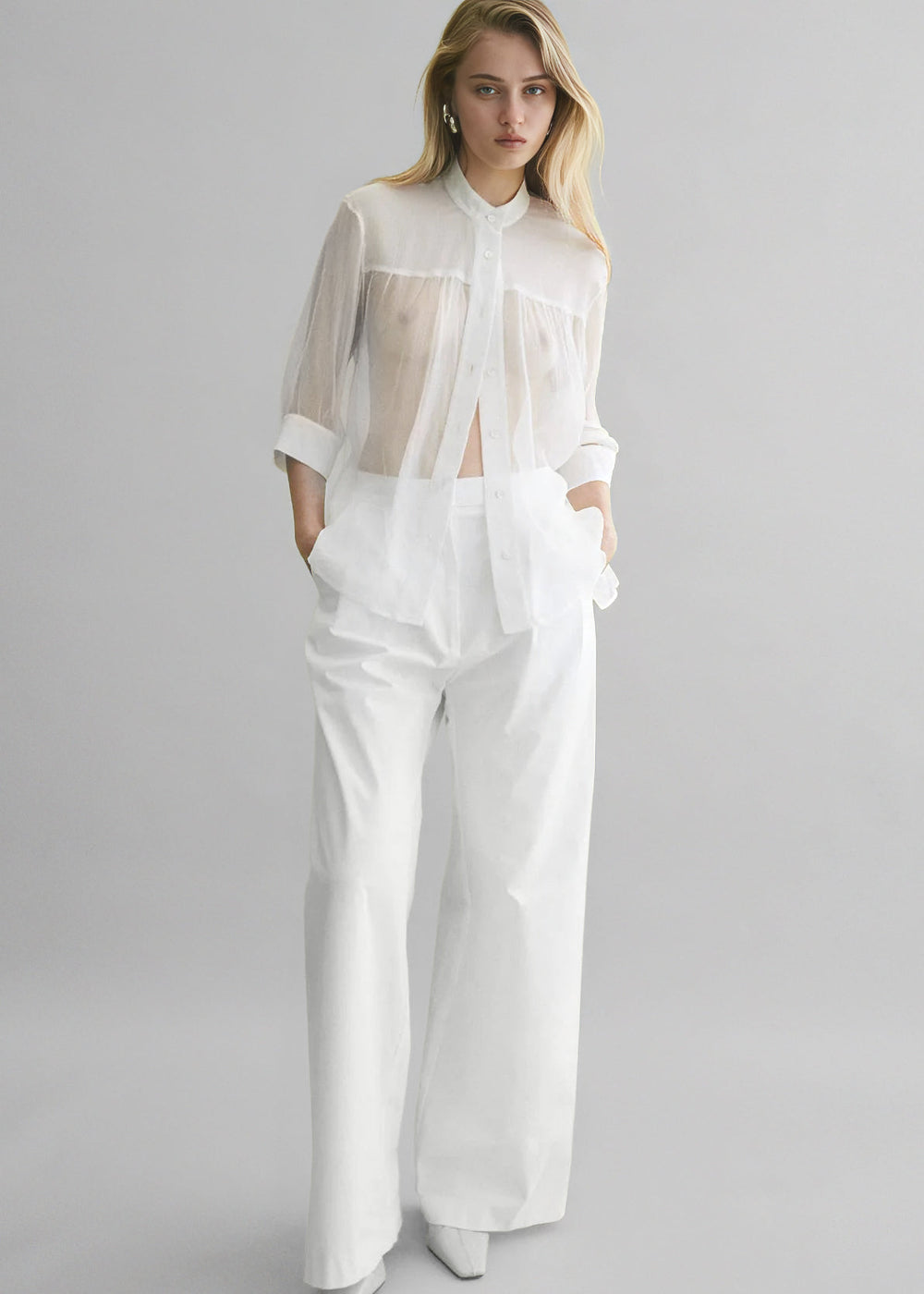 Matin Gathered Yoke Blouse - White - 1