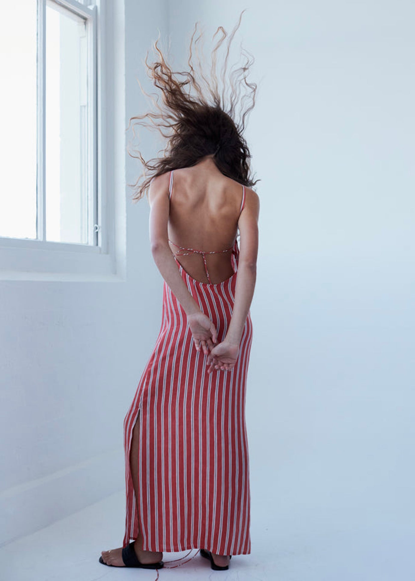 MATIN Isola Open Back Dress - Red Stripe - 1