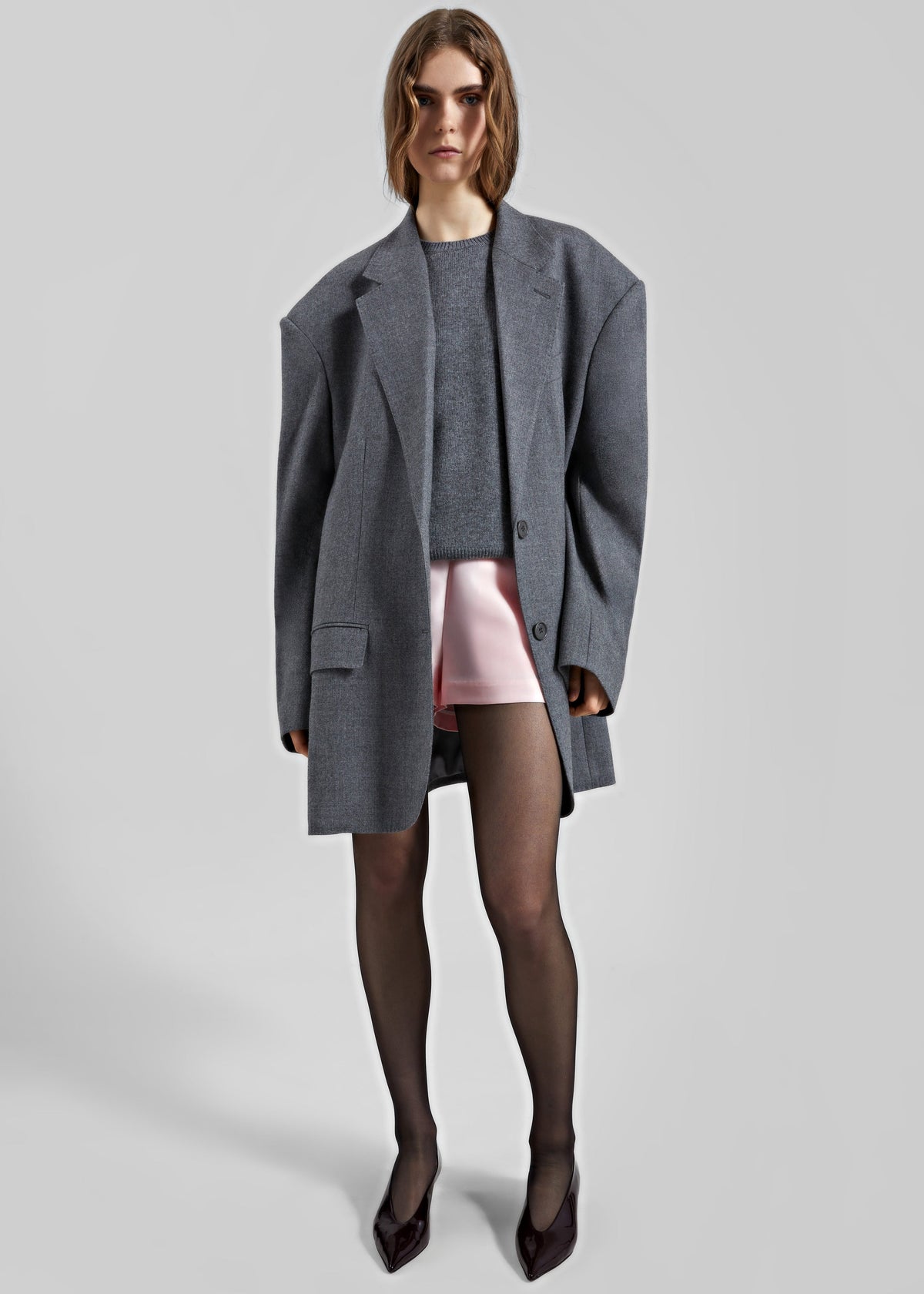 Matin Silk Satin Short Shorts - Palest Pink - 4