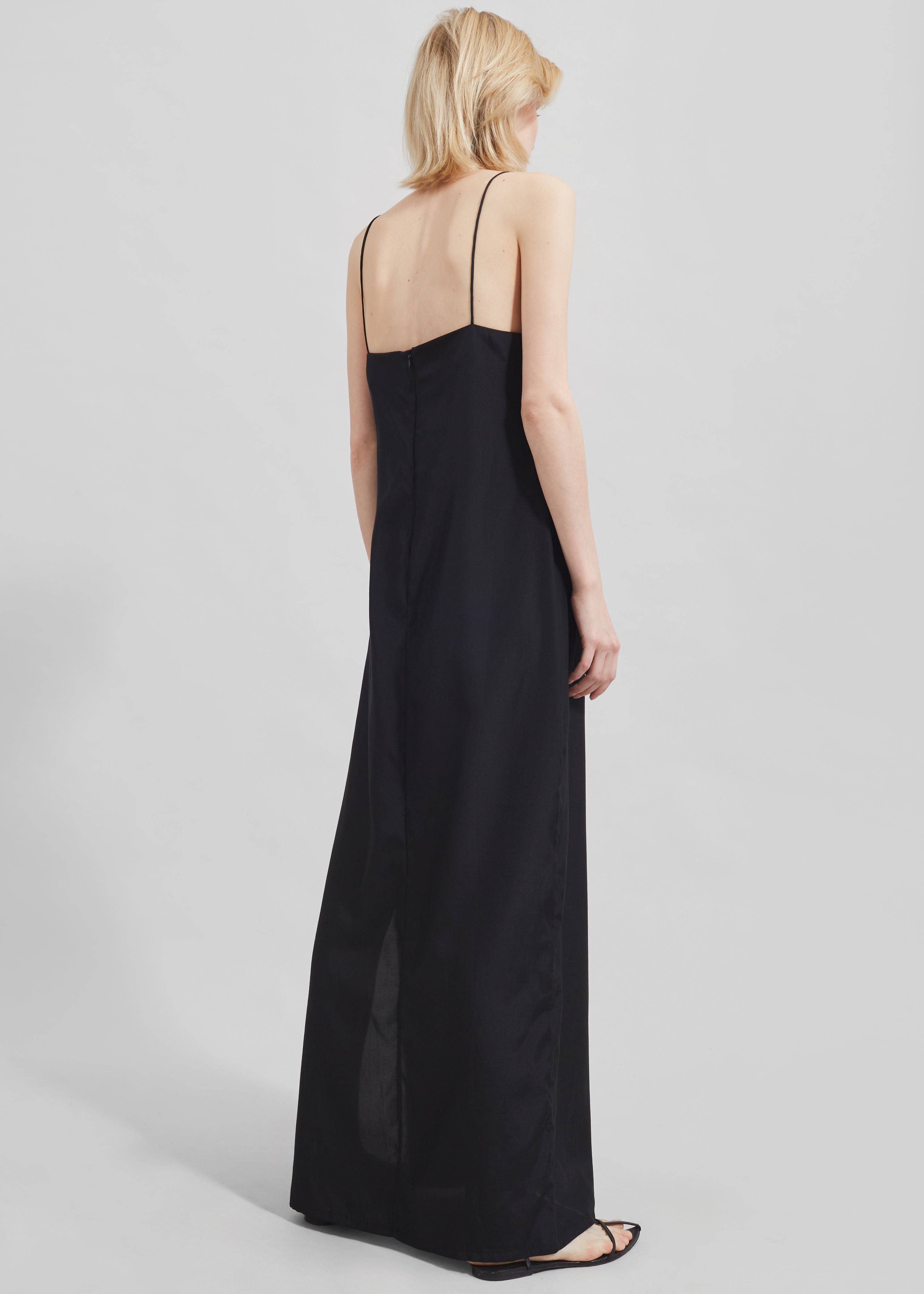 Matin Silk Square Neck Dress - Black - 8