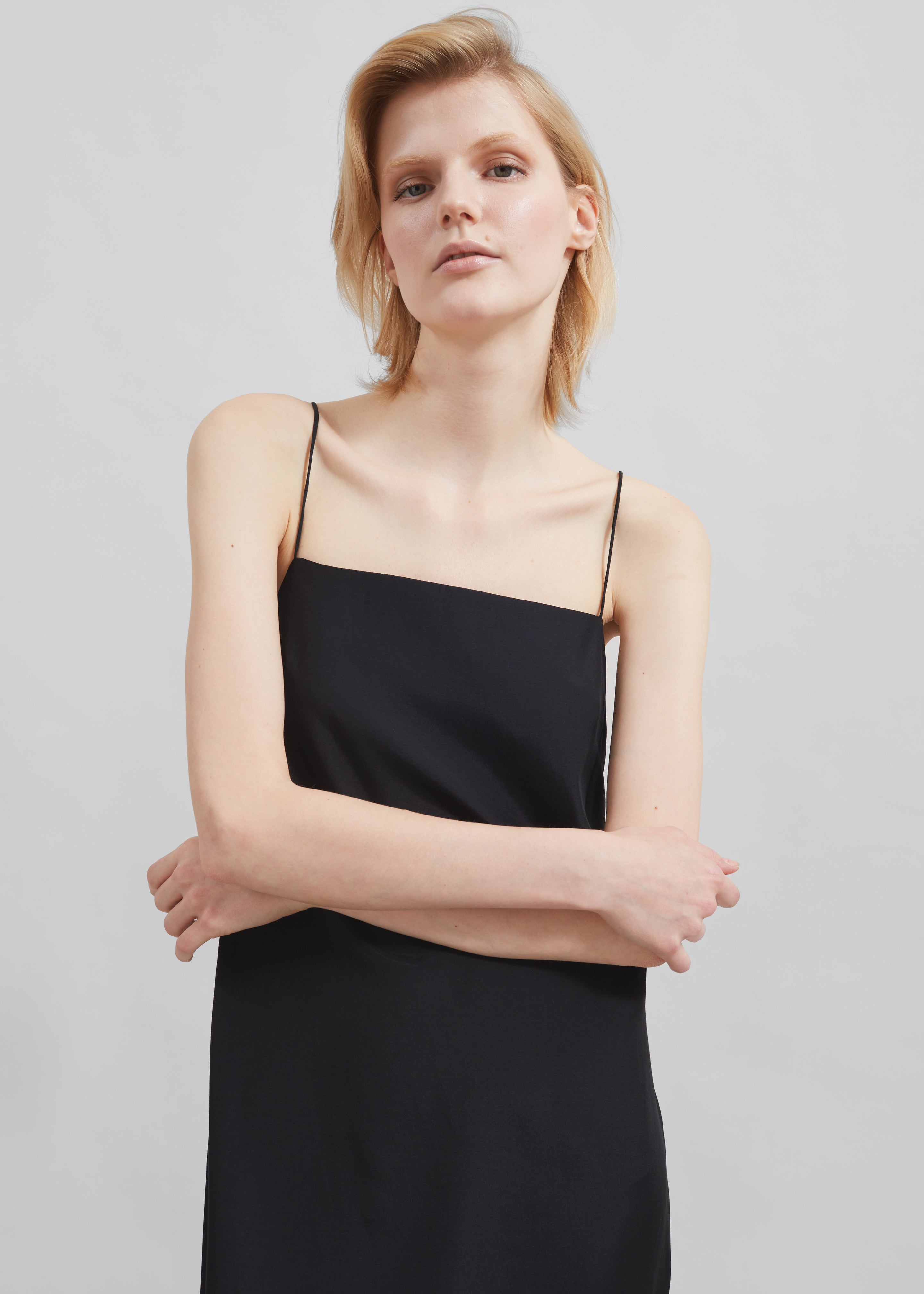 Matin Silk Square Neck Dress - Black - 4