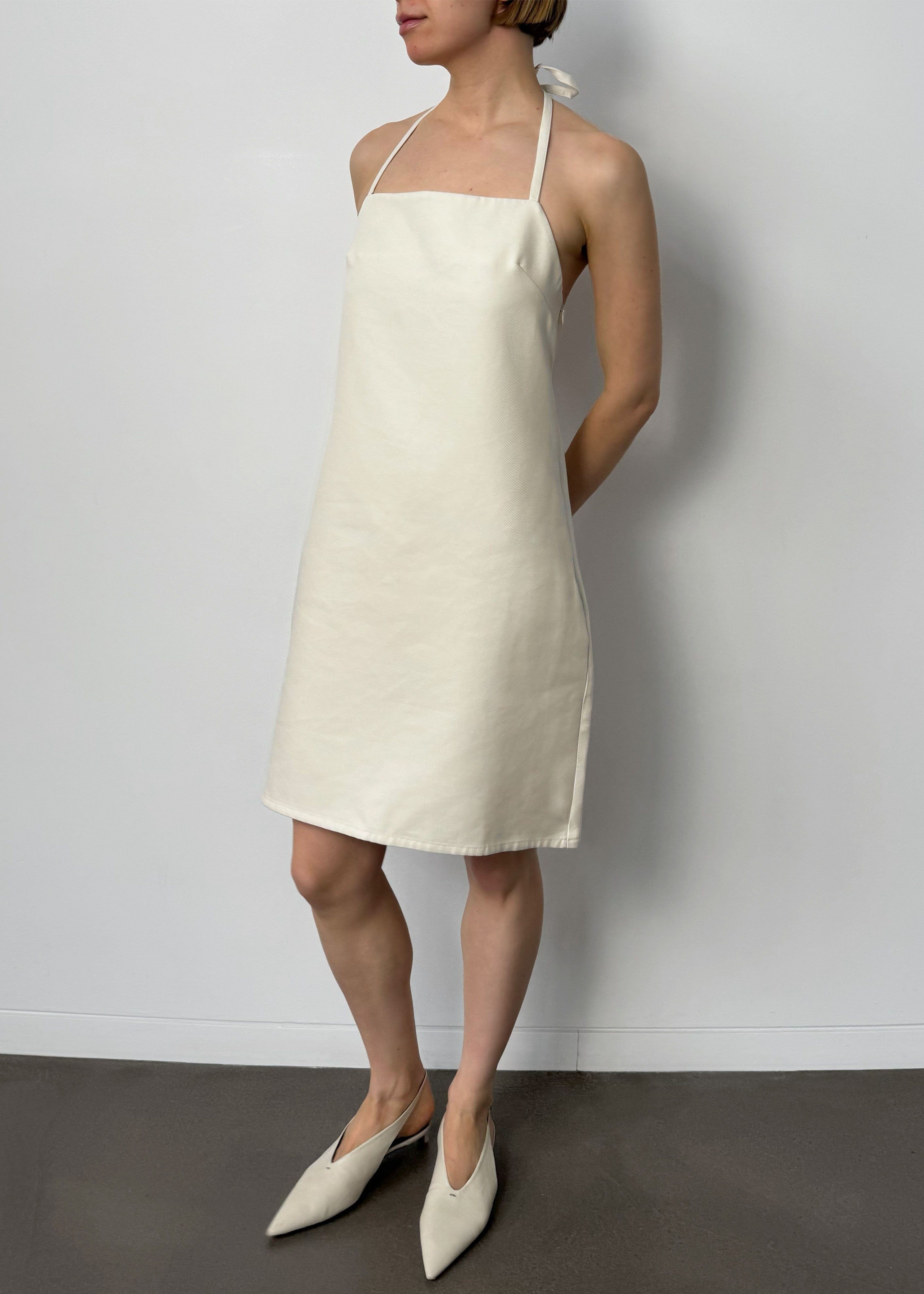 Matin Twill Halter Mini Dress - Natural - 7