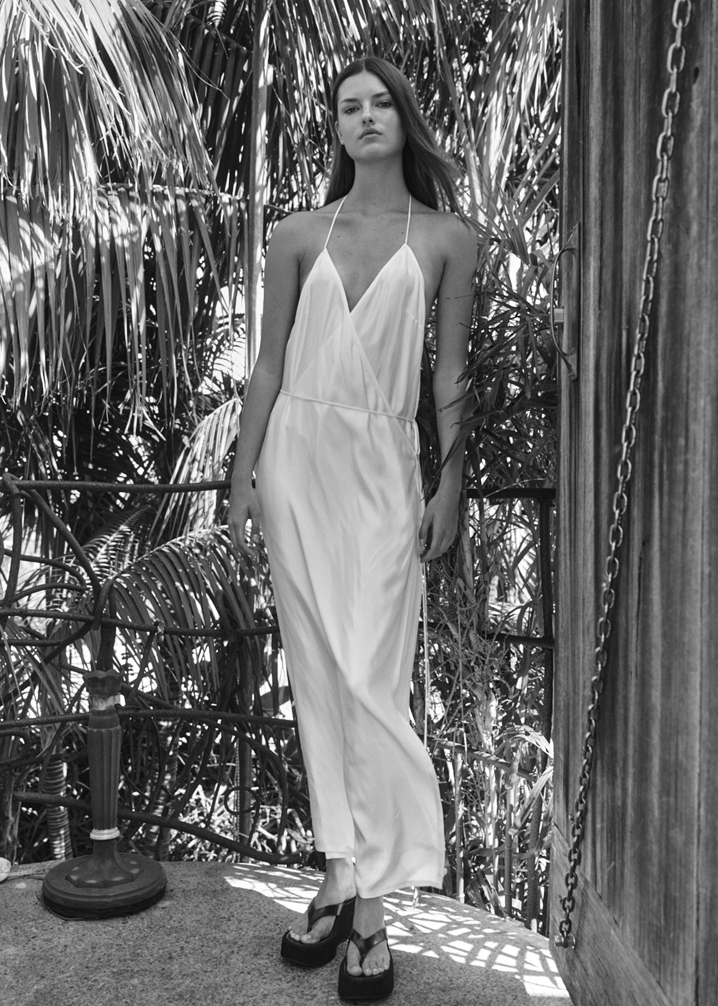 Matin Draped Wrap Dress - Natural - 4