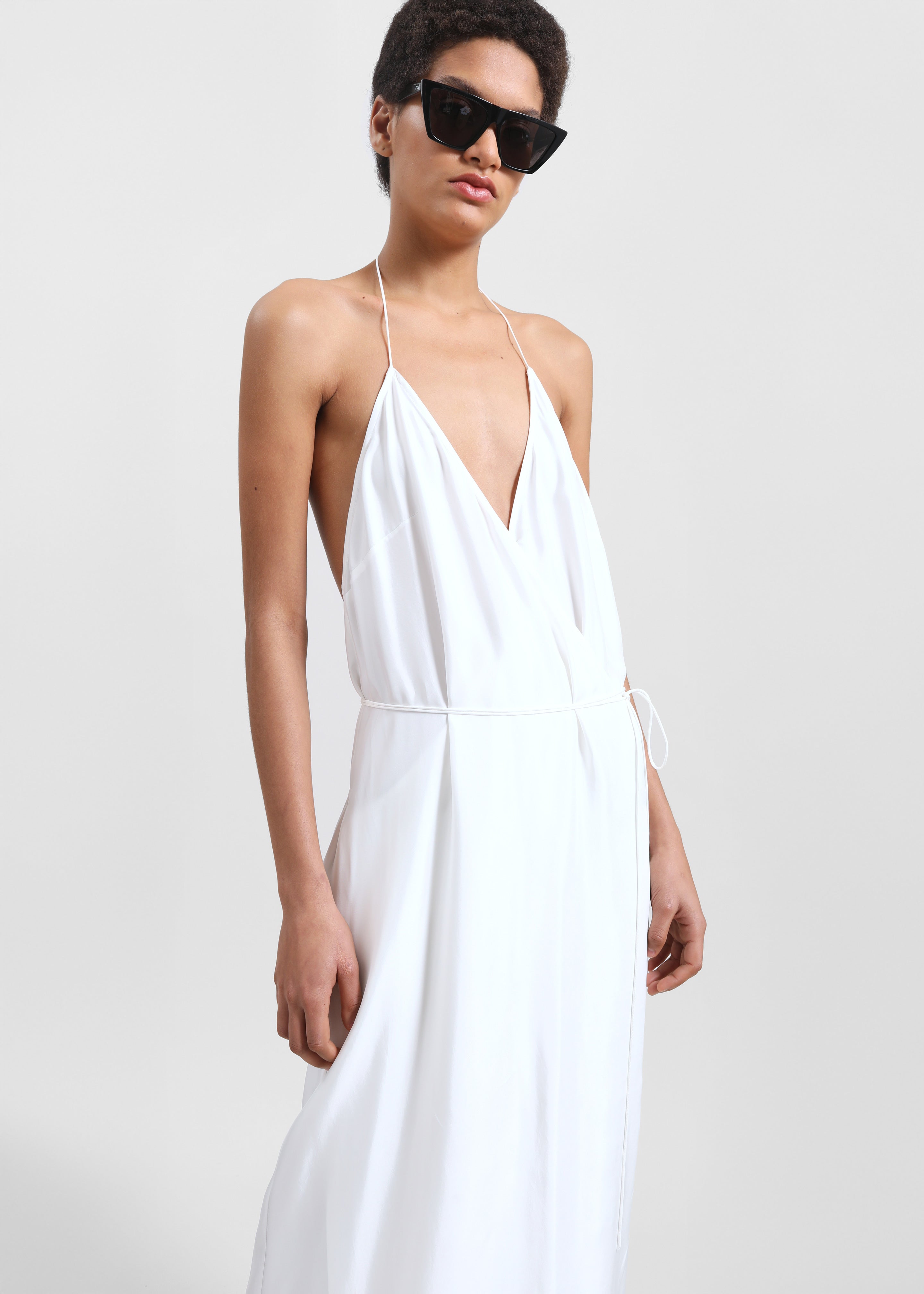 Matin Draped Wrap Dress - Natural - 1