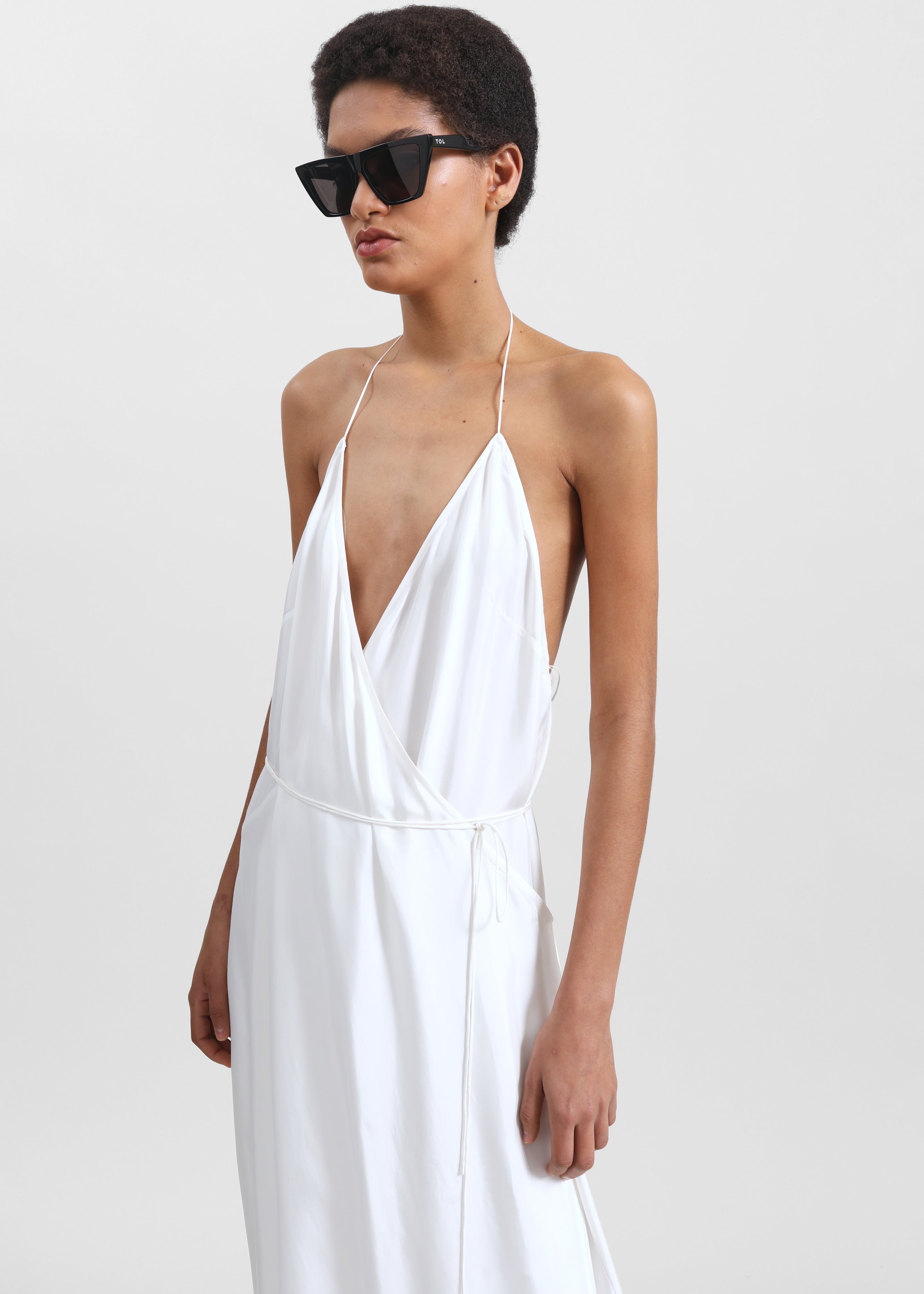 Matin Draped Wrap Dress - Natural - 5