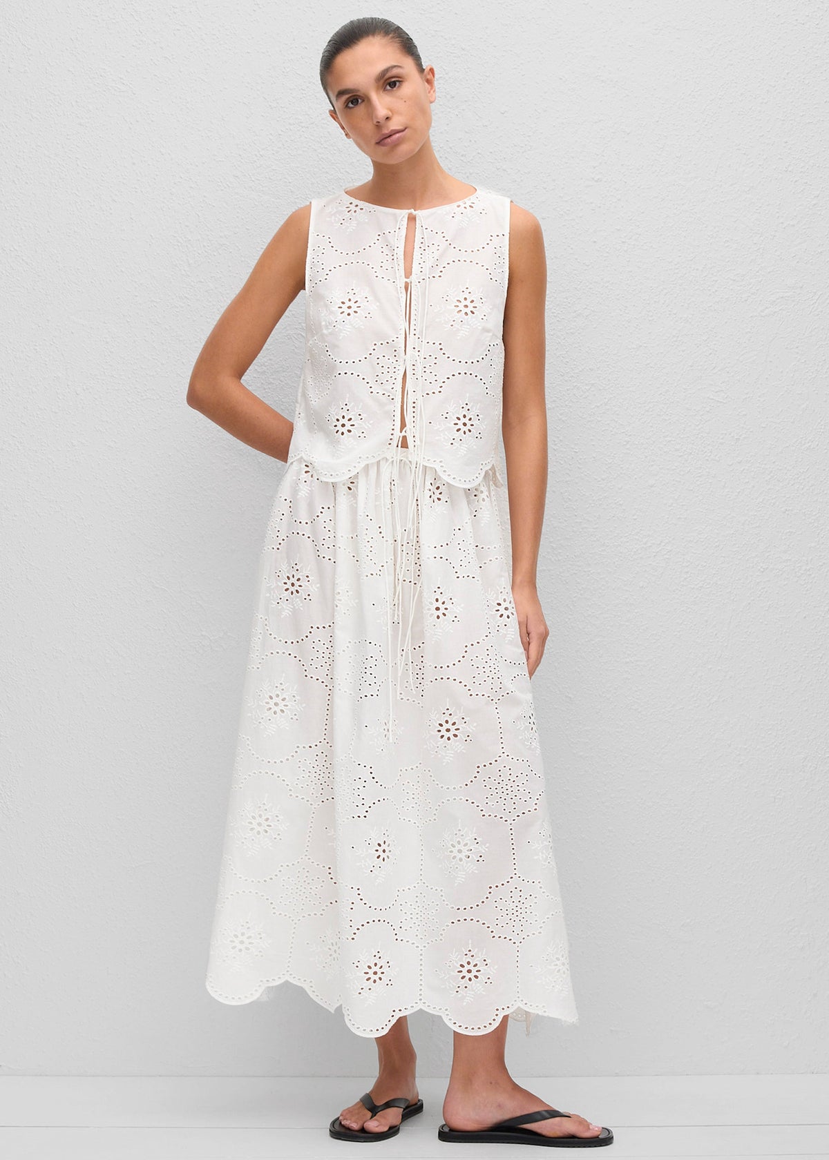 Matteau Broderie Midi Skirt - White - 5