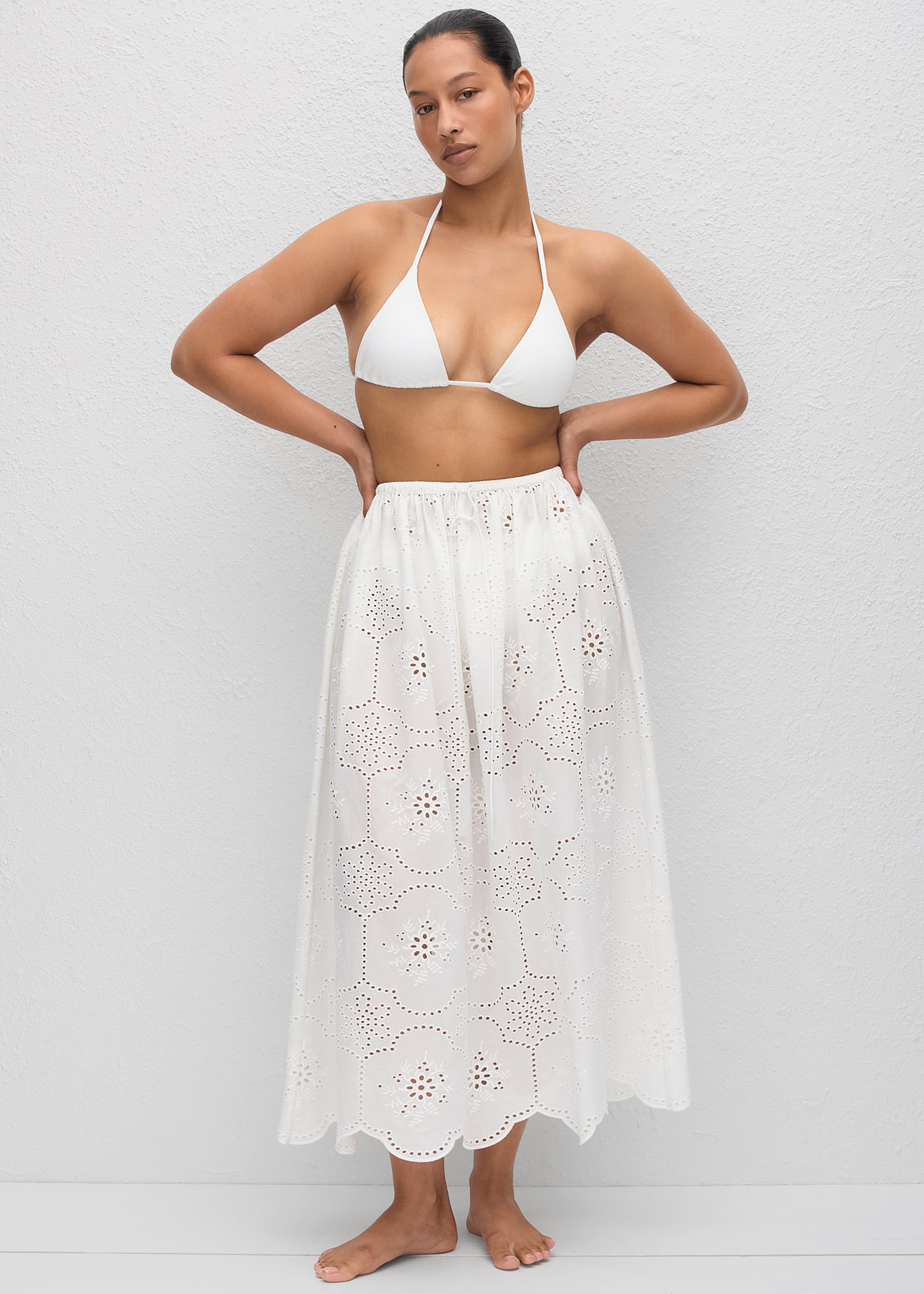 Matteau Broderie Midi Skirt - White - 1