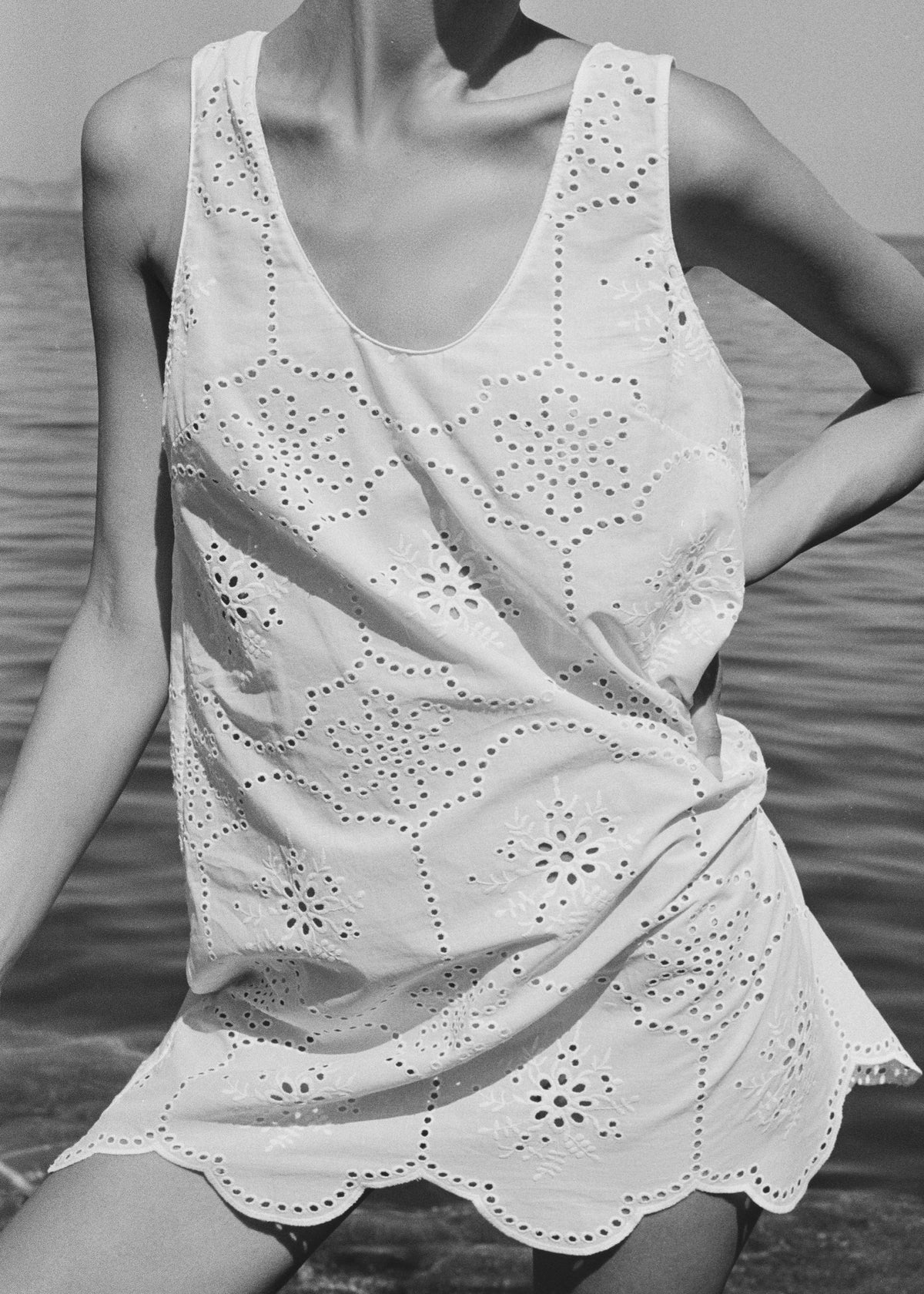 Matteau Broderie Tank Mini Dress - White - 10