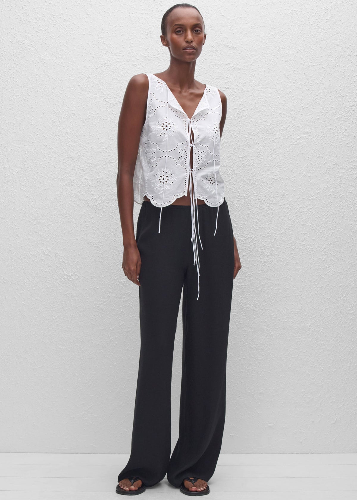 Matteau Broderie Tie Blouse - White - 7