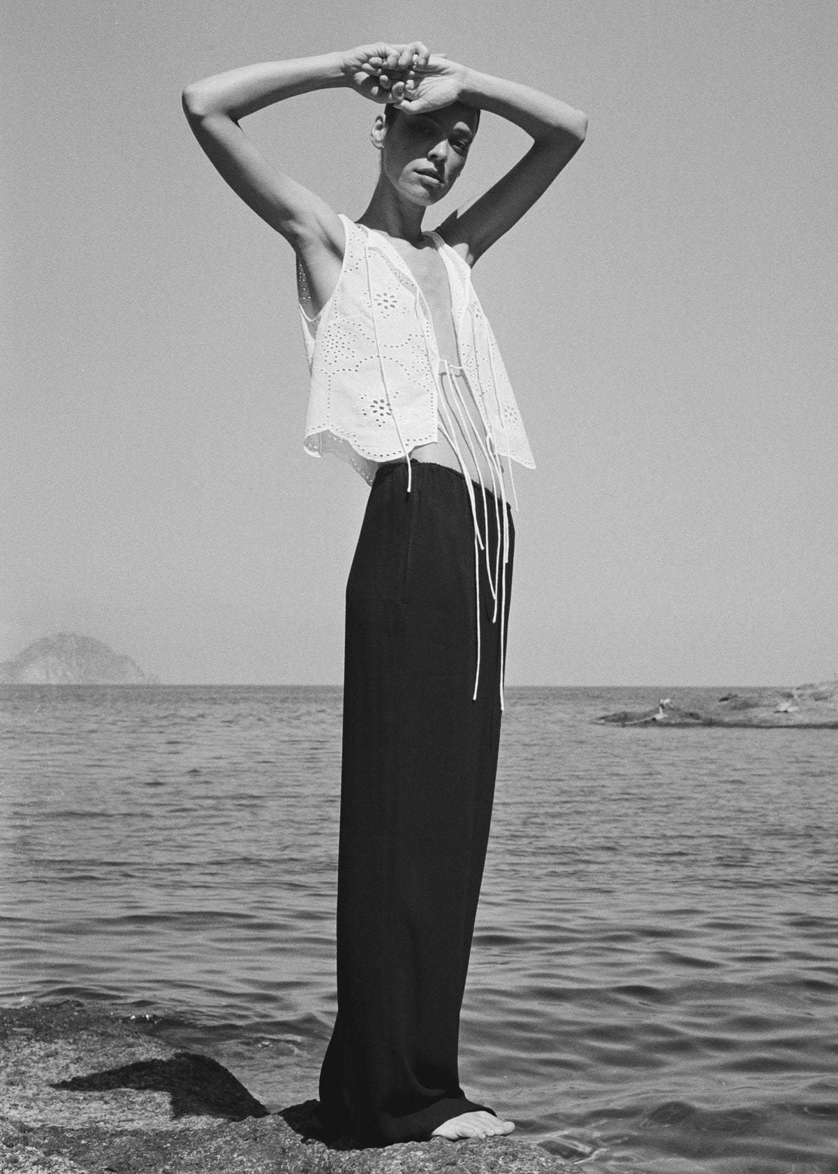 Matteau Broderie Tie Blouse - White - 1