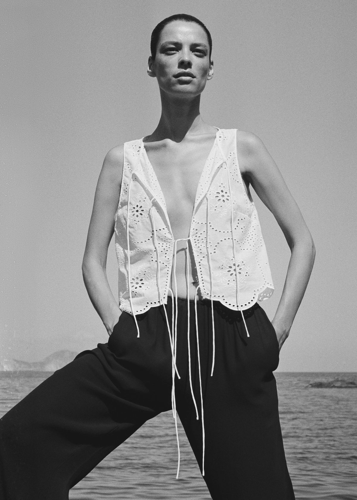 Matteau Broderie Tie Blouse - White - 5