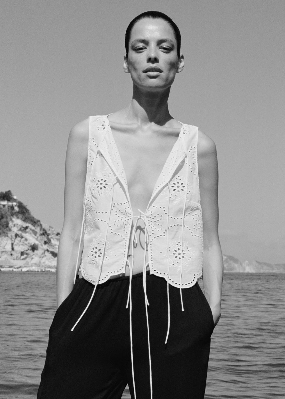 Matteau Broderie Tie Blouse - White - 1