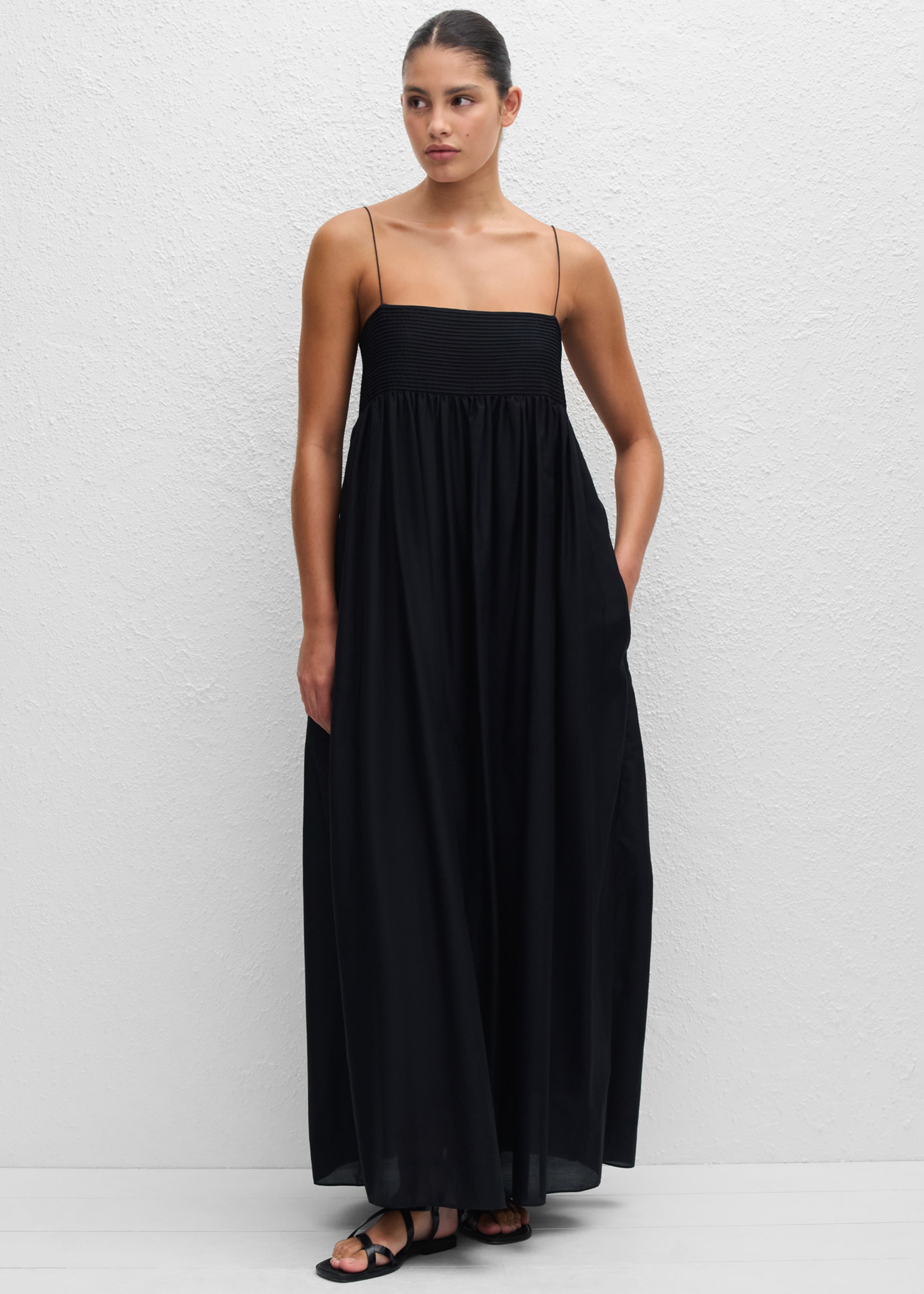 Matteau Empire Pintuck Bodice Dress - Black - 3