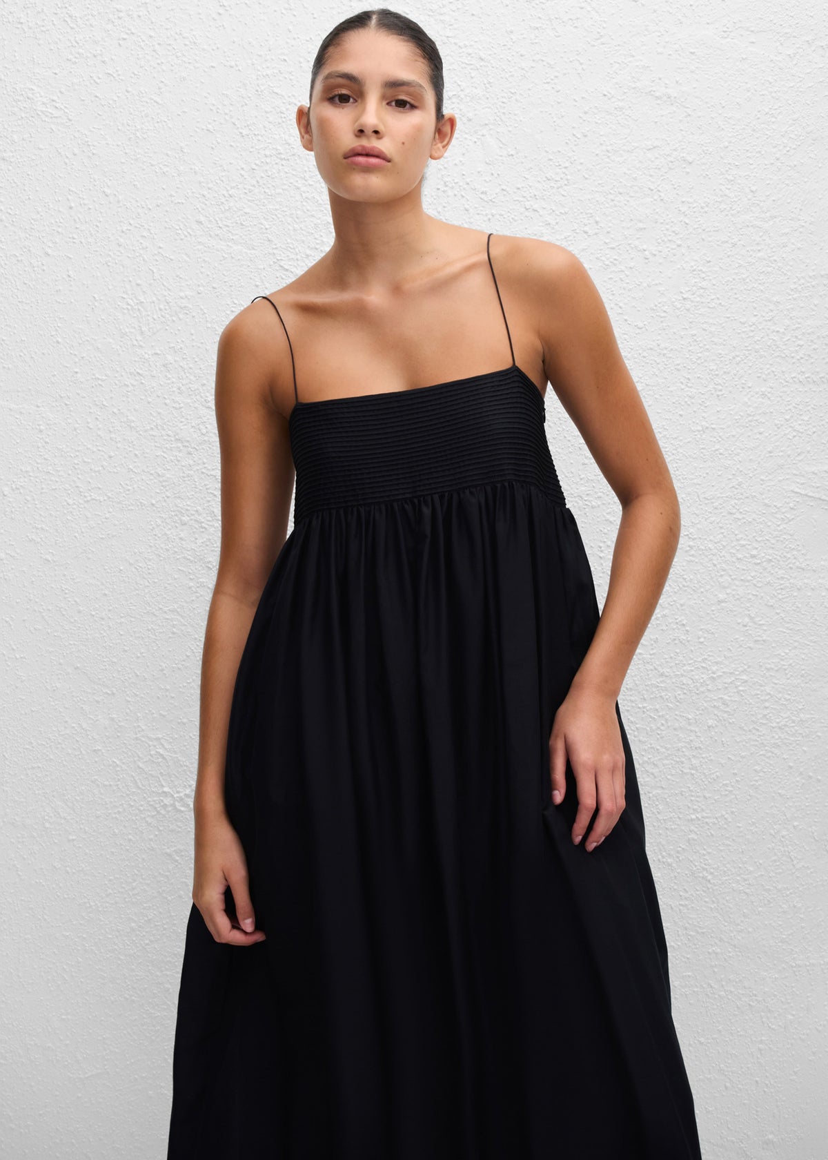 Matteau Empire Pintuck Bodice Dress - Black - 4
