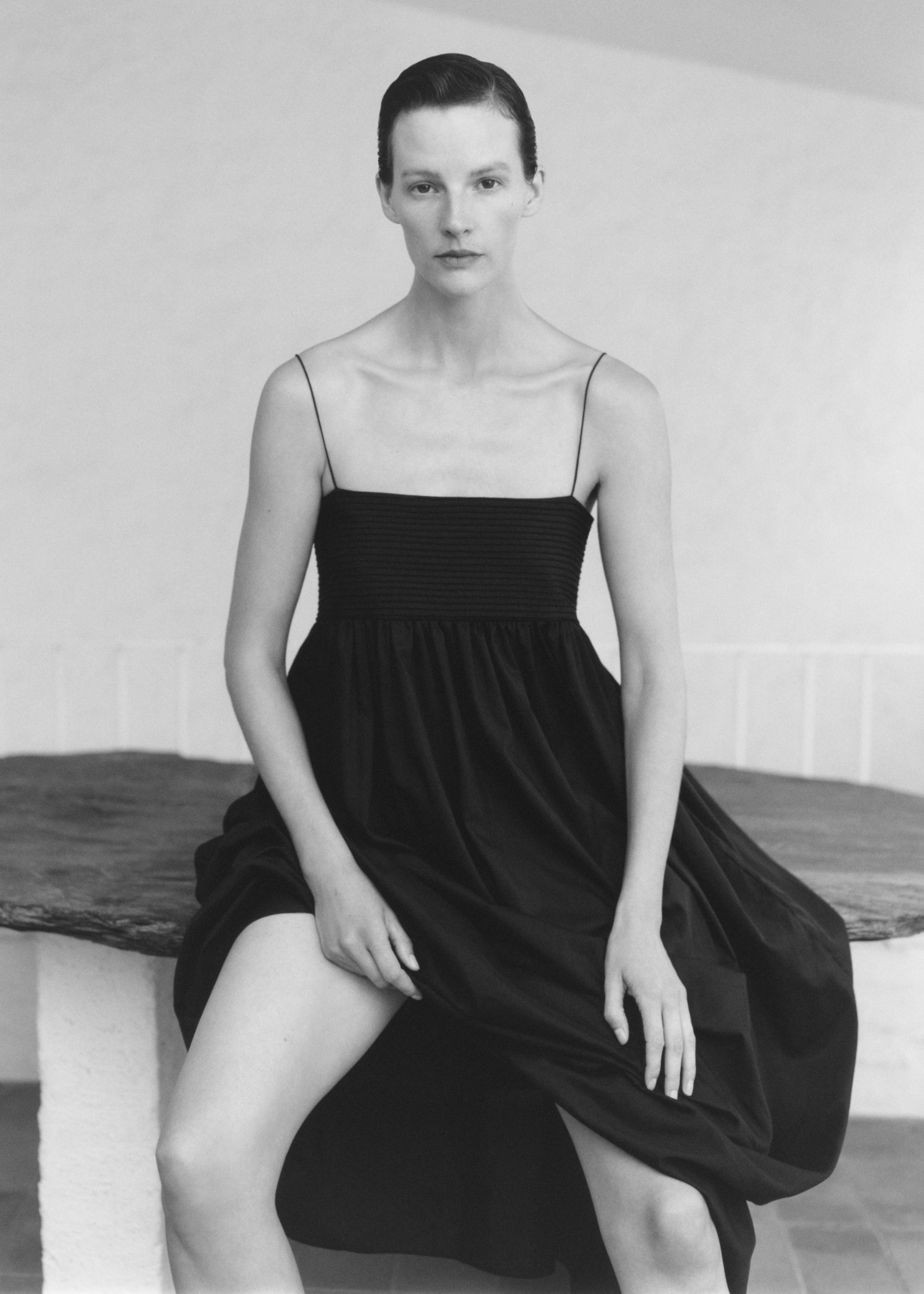 Matteau Empire Pintuck Bodice Dress - Black - 1