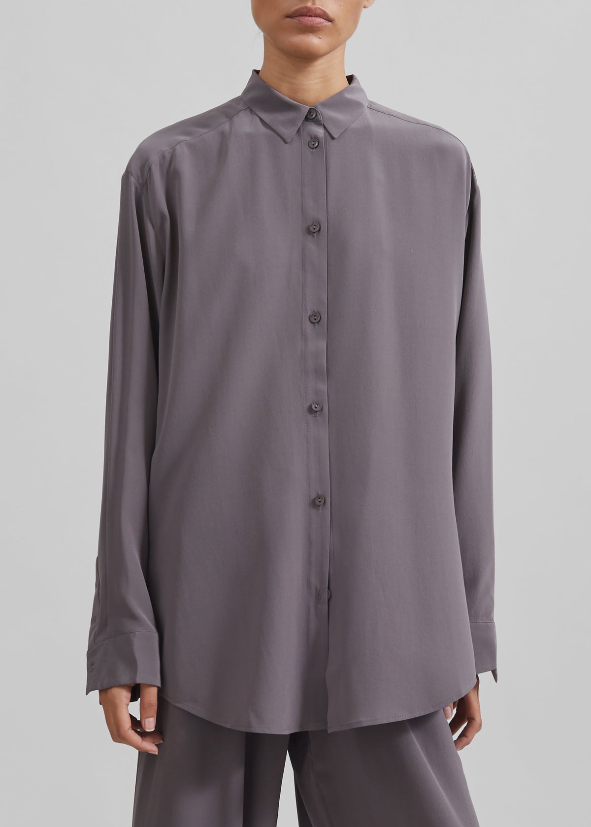 Matteau Long Sleeve Silk Shirt - Slate - 3