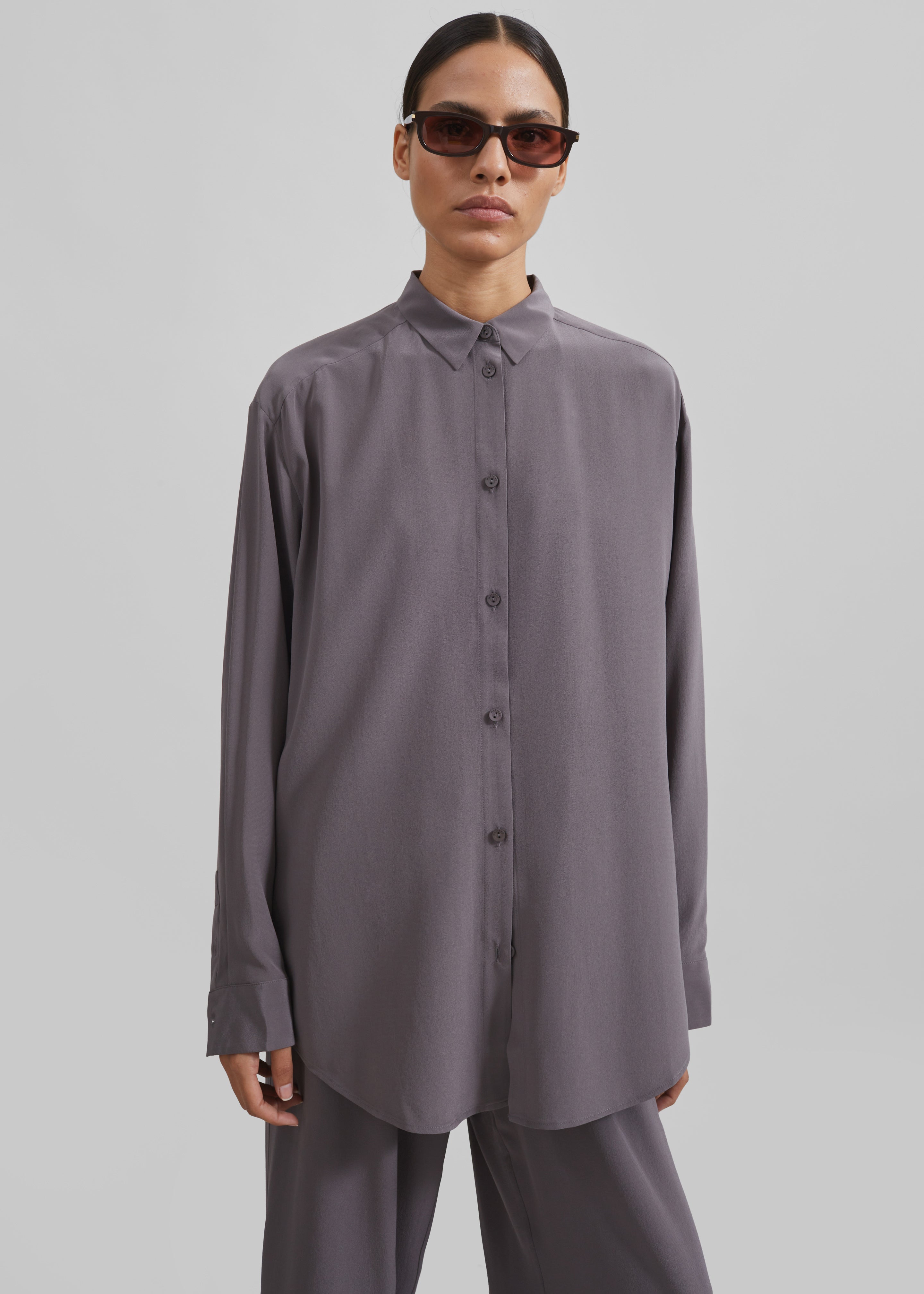 Matteau Long Sleeve Silk Shirt - Slate - 2