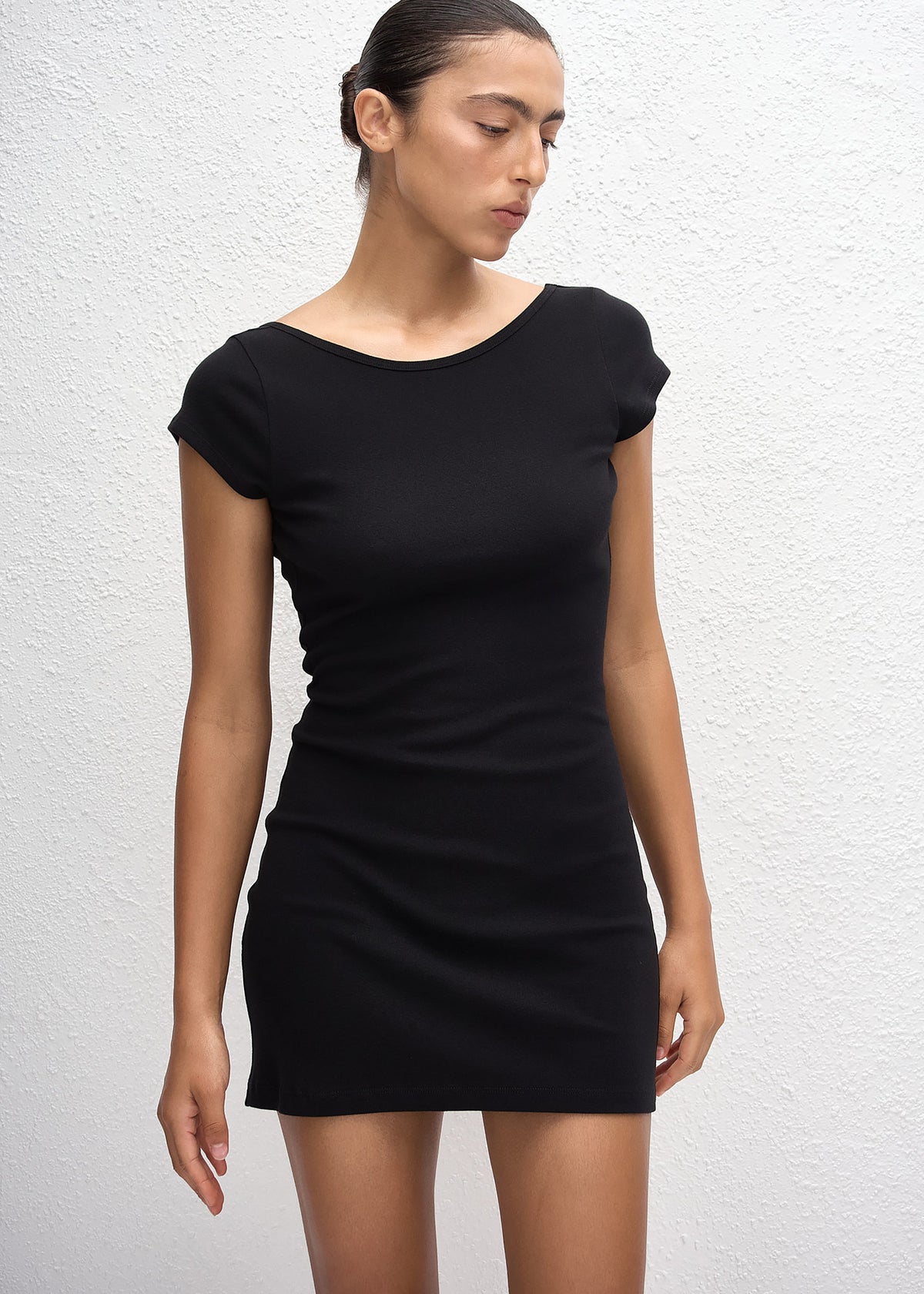 Matteau Low Back Mini Tee Dress - Black - 1