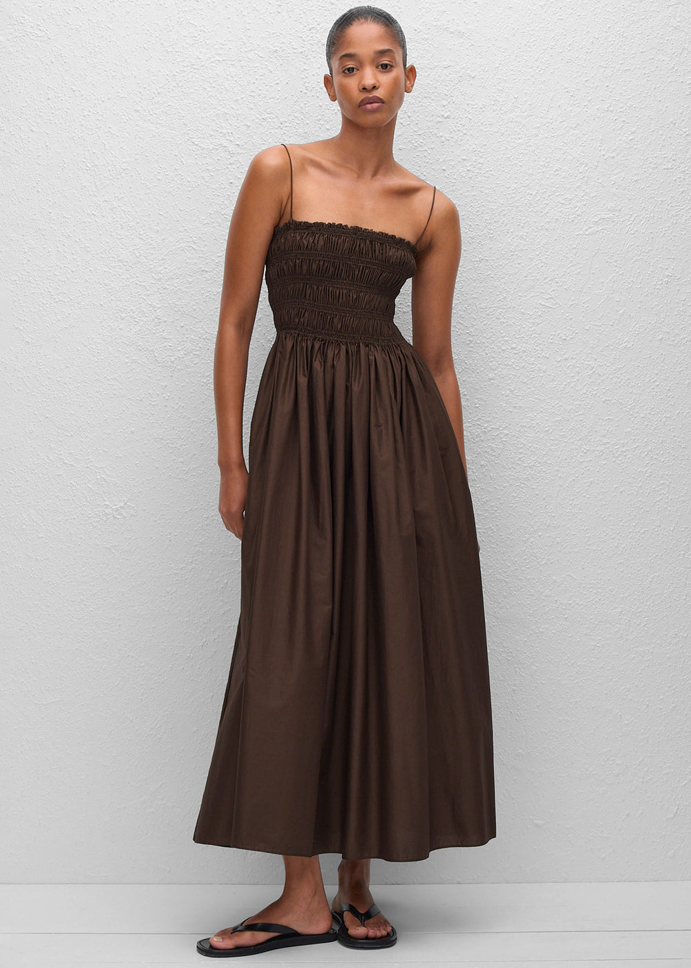 Matteau Shirred Bodice Dress - Chocolate