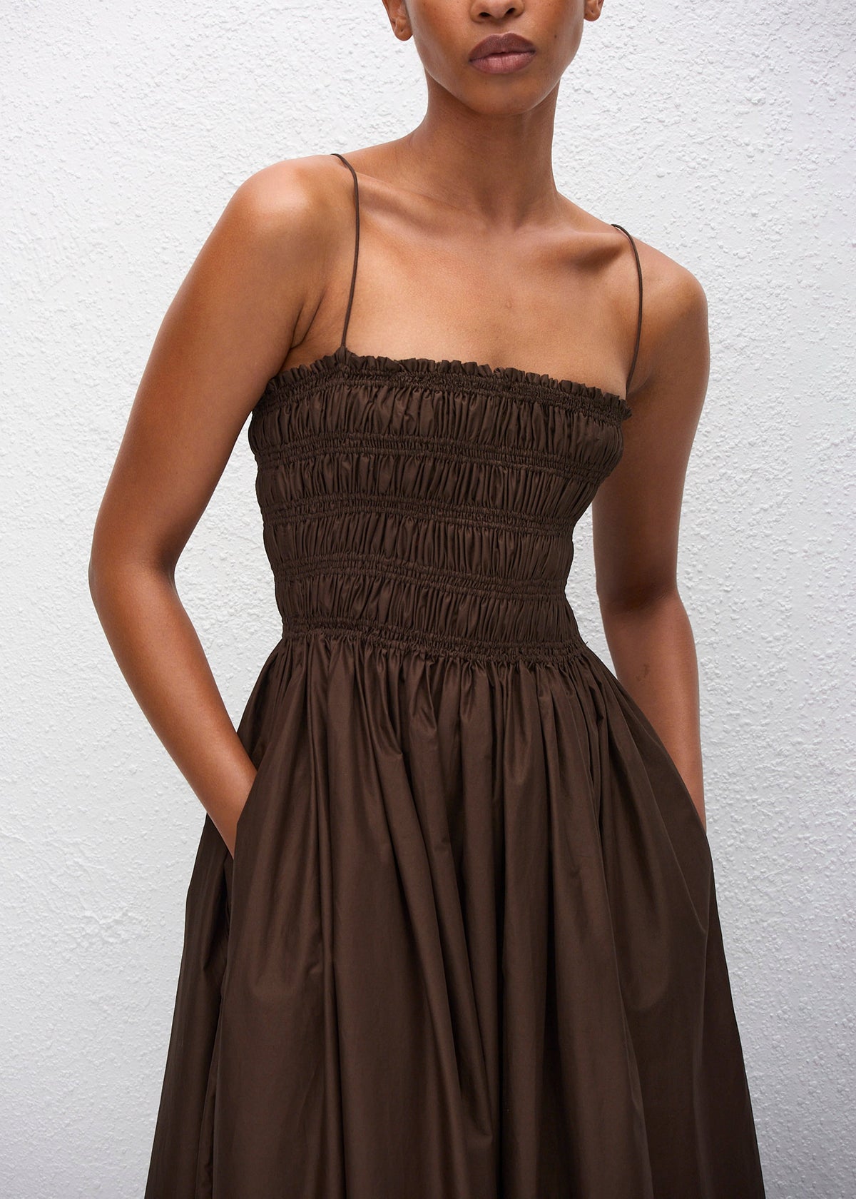 Matteau Shirred Bodice Dress - Chocolate - 2