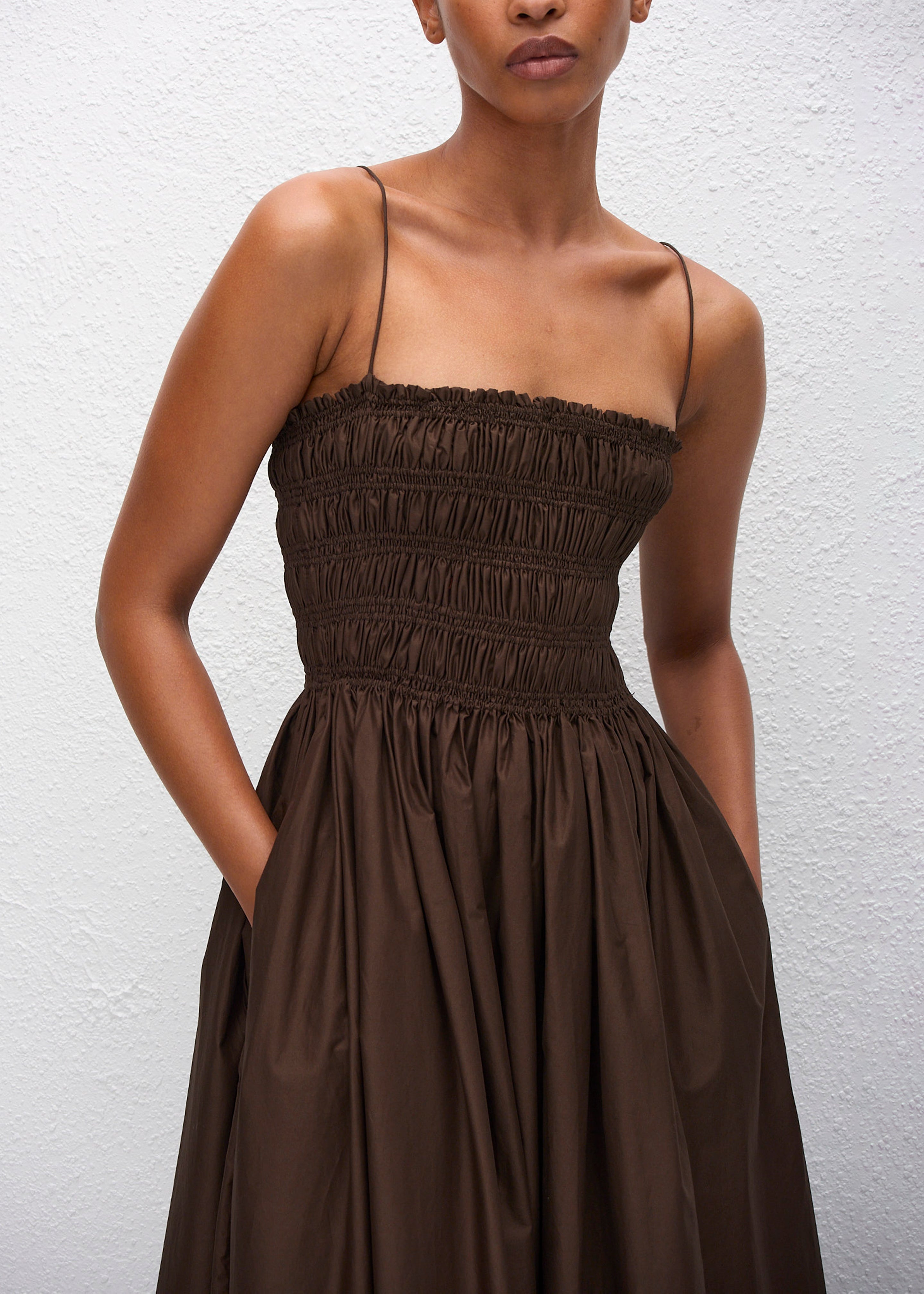 Matteau Shirred Bodice Dress - Chocolate - 2