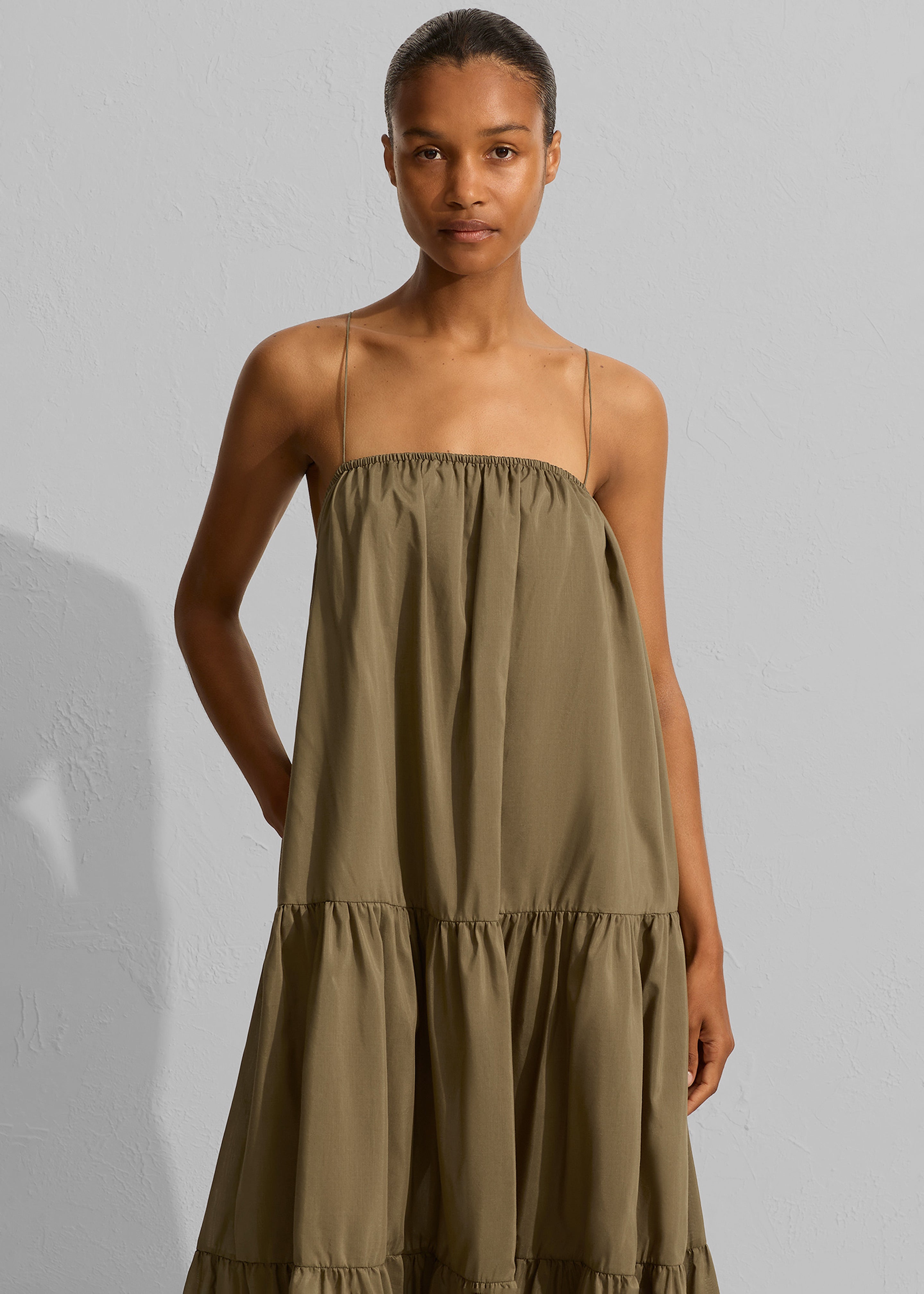 Matteau Voluminous Tiered Sundress Olive Frankie Shop Europe