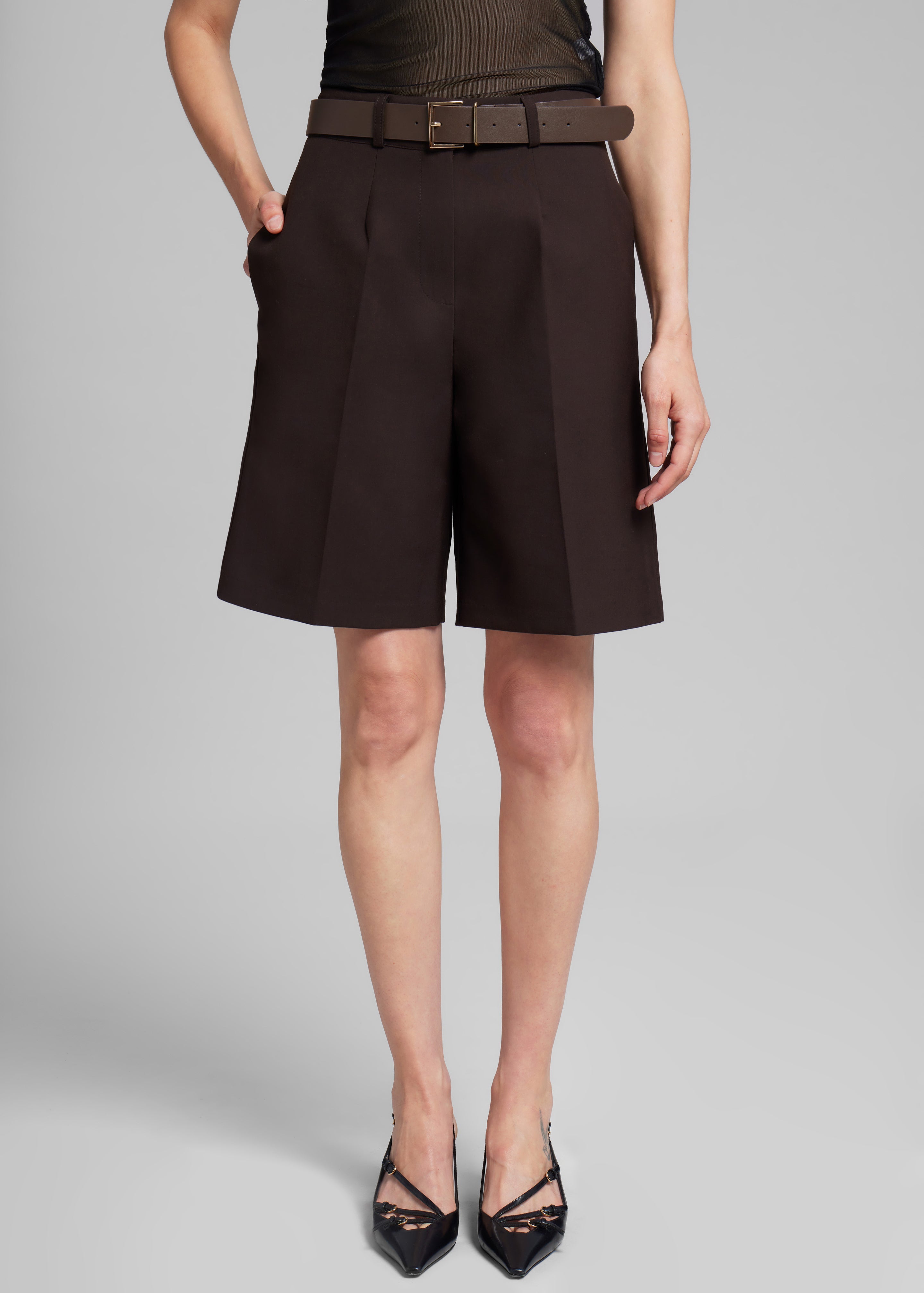 Maura Bermuda Shorts - Brown - 1