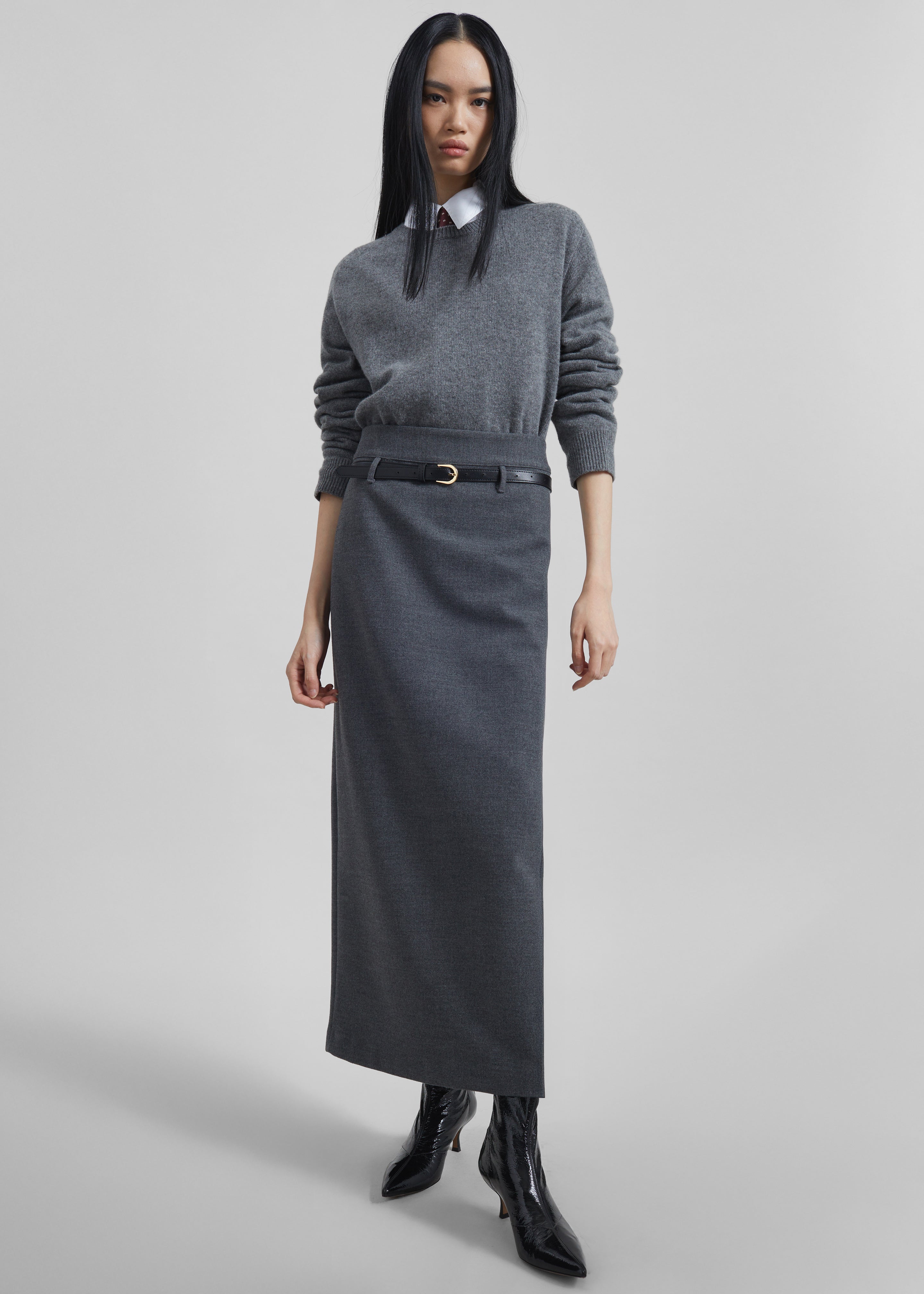 Mauvilly Belted Pencil Skirt - Grey - 6