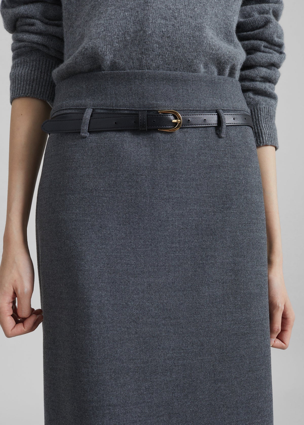 Mauvilly Belted Pencil Skirt - Grey - 4