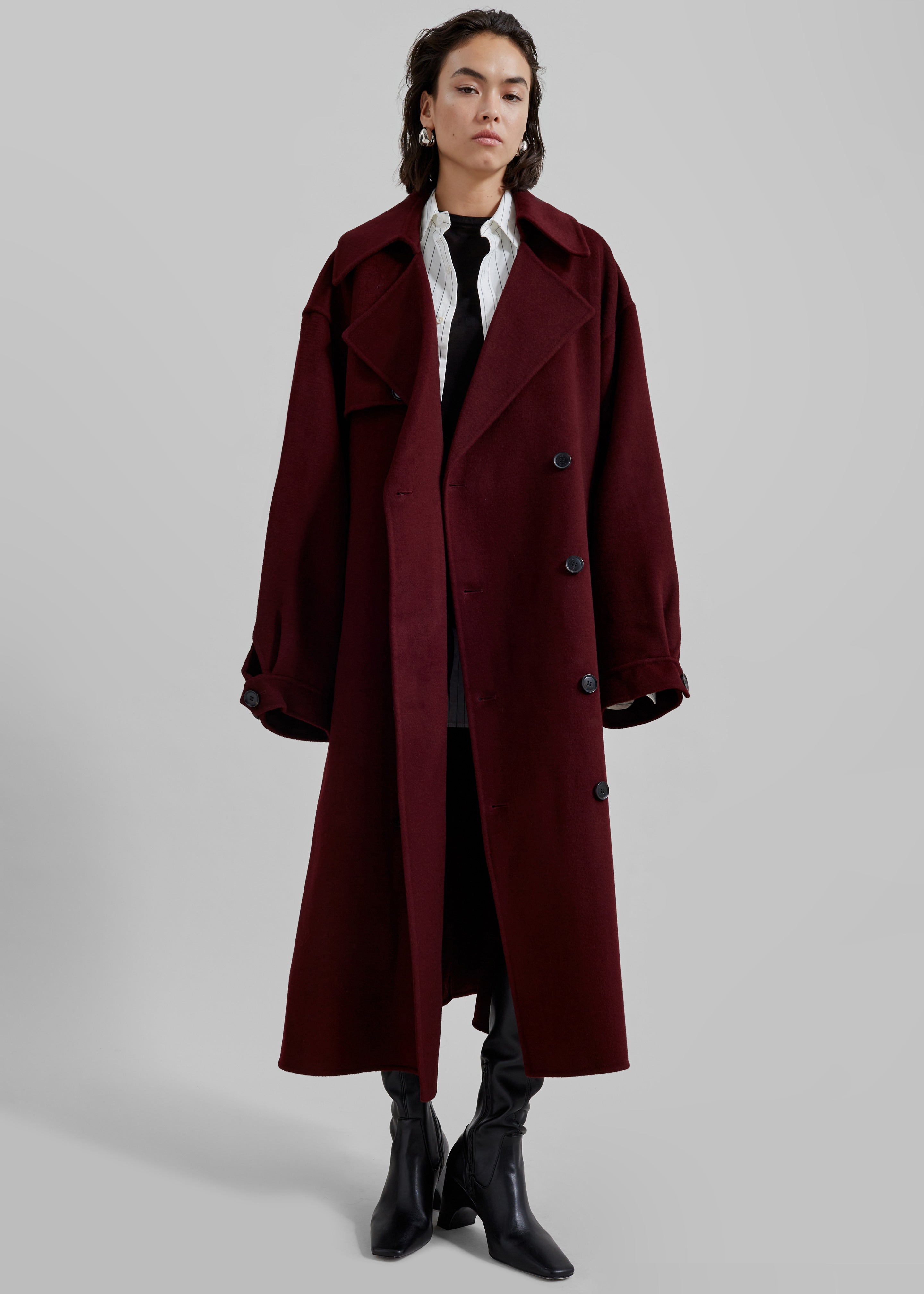 Mavis Long Coat - Burgundy - 5