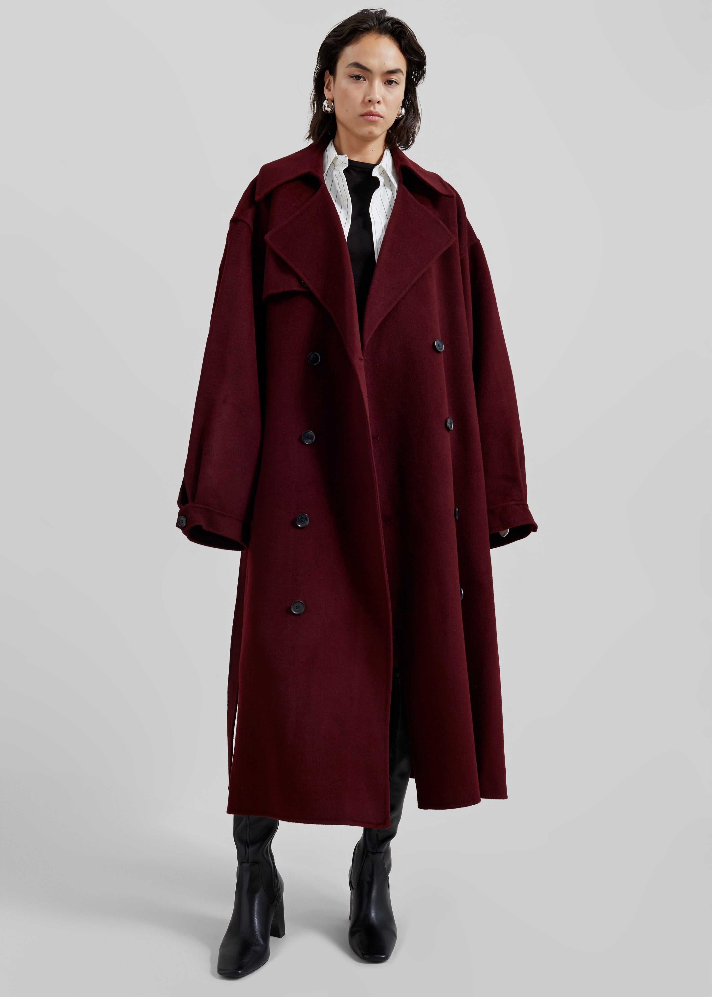 Mavis Long Coat - Burgundy - 3