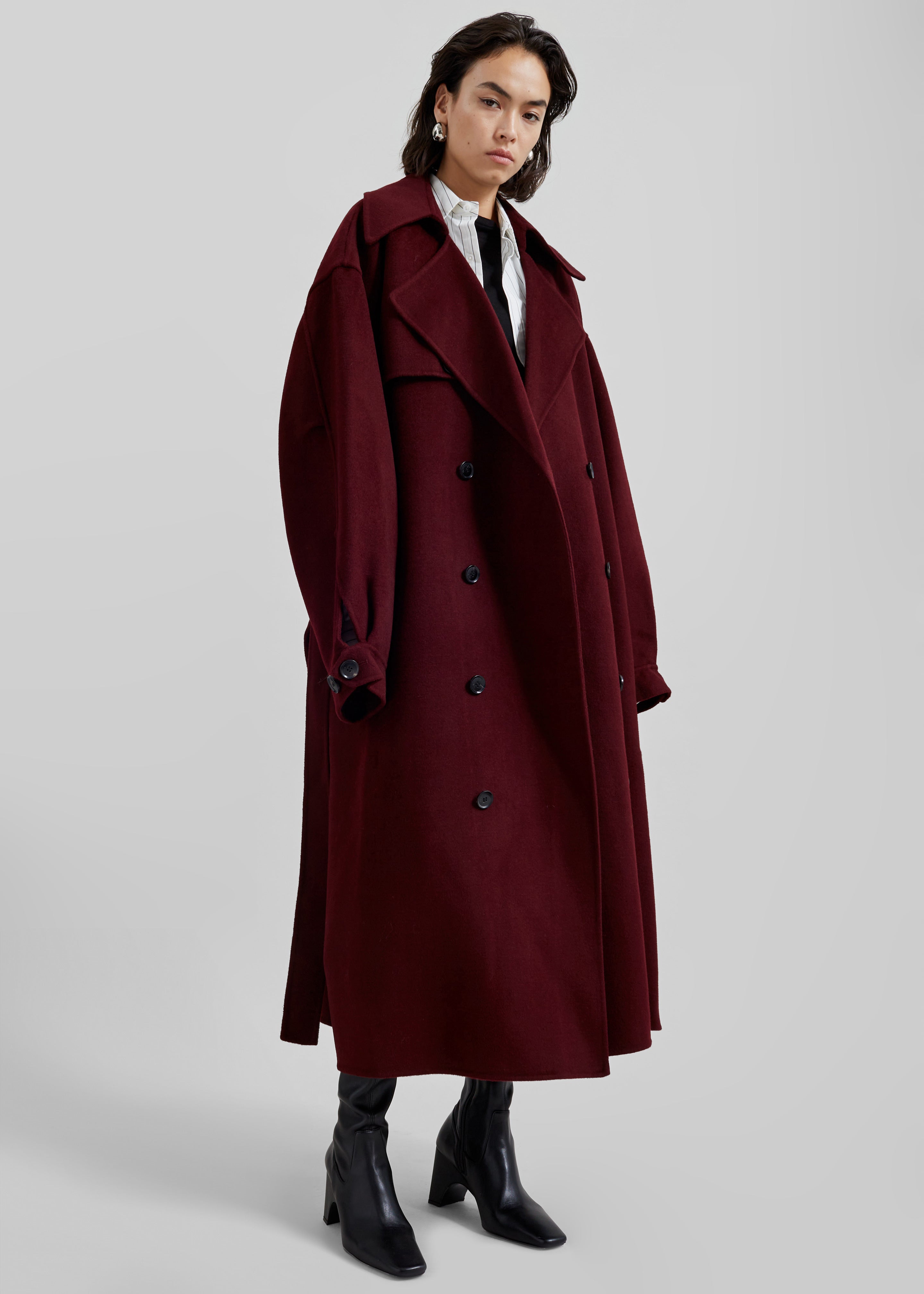 Mavis Long Coat - Burgundy - 4