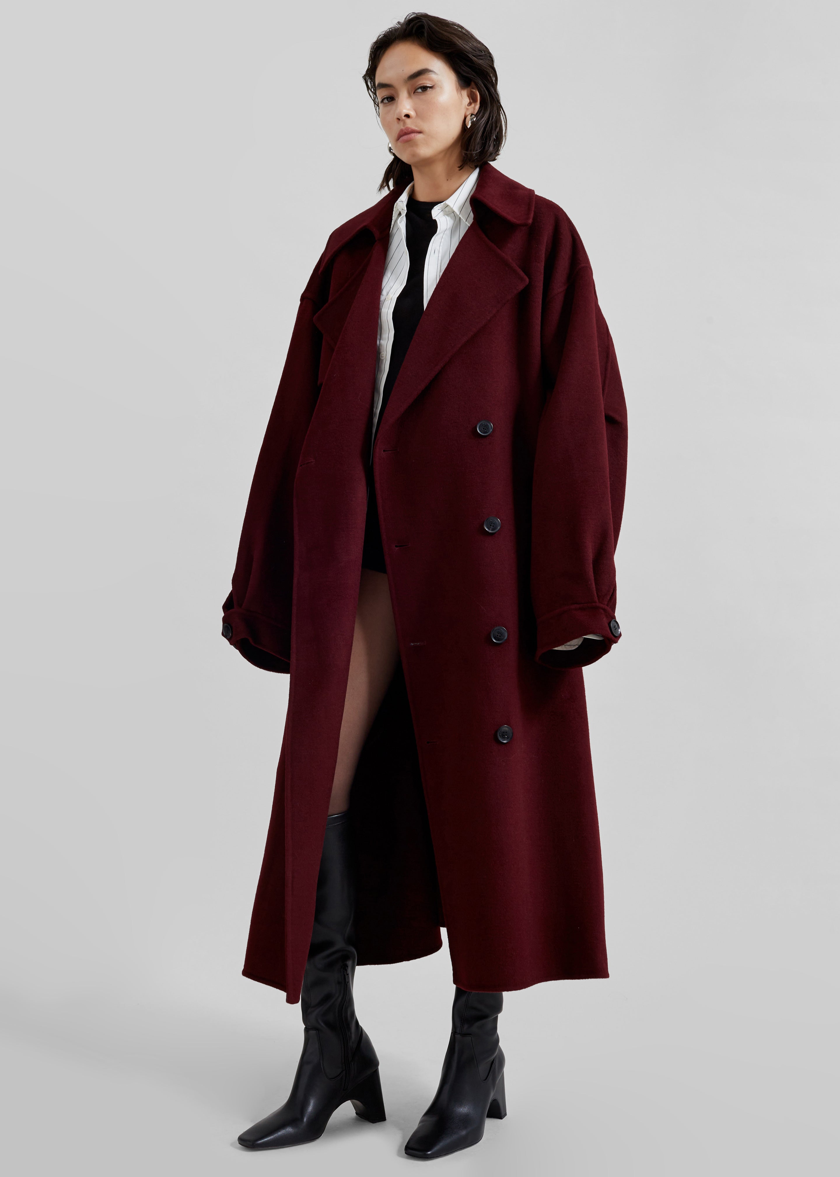 Mavis Long Coat - Burgundy - 1