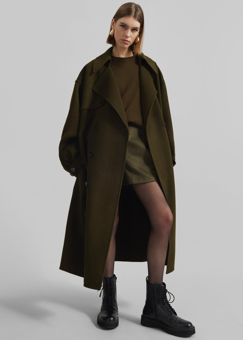 Mavis Long Coat - Khaki