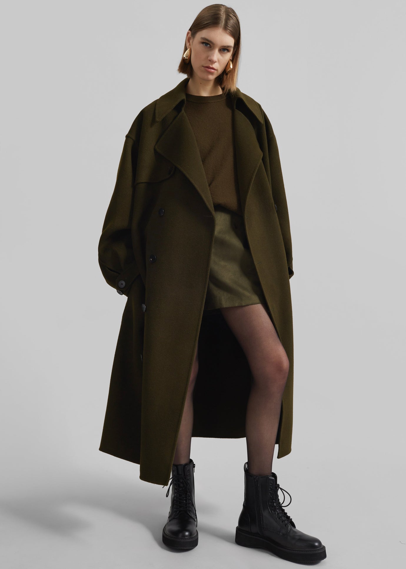 Mavis Long Coat - Khaki