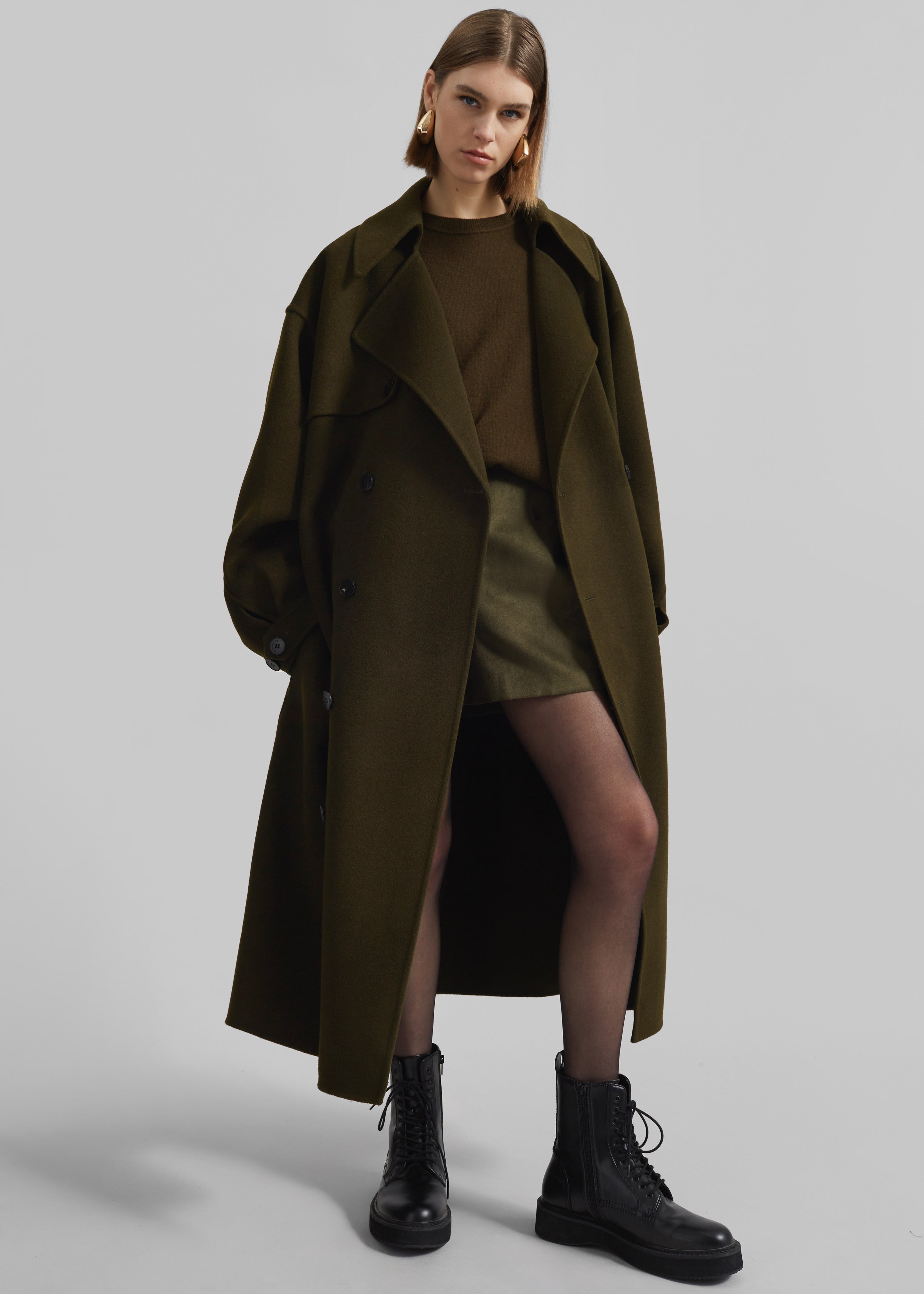 Mavis Long Coat - Khaki - 1