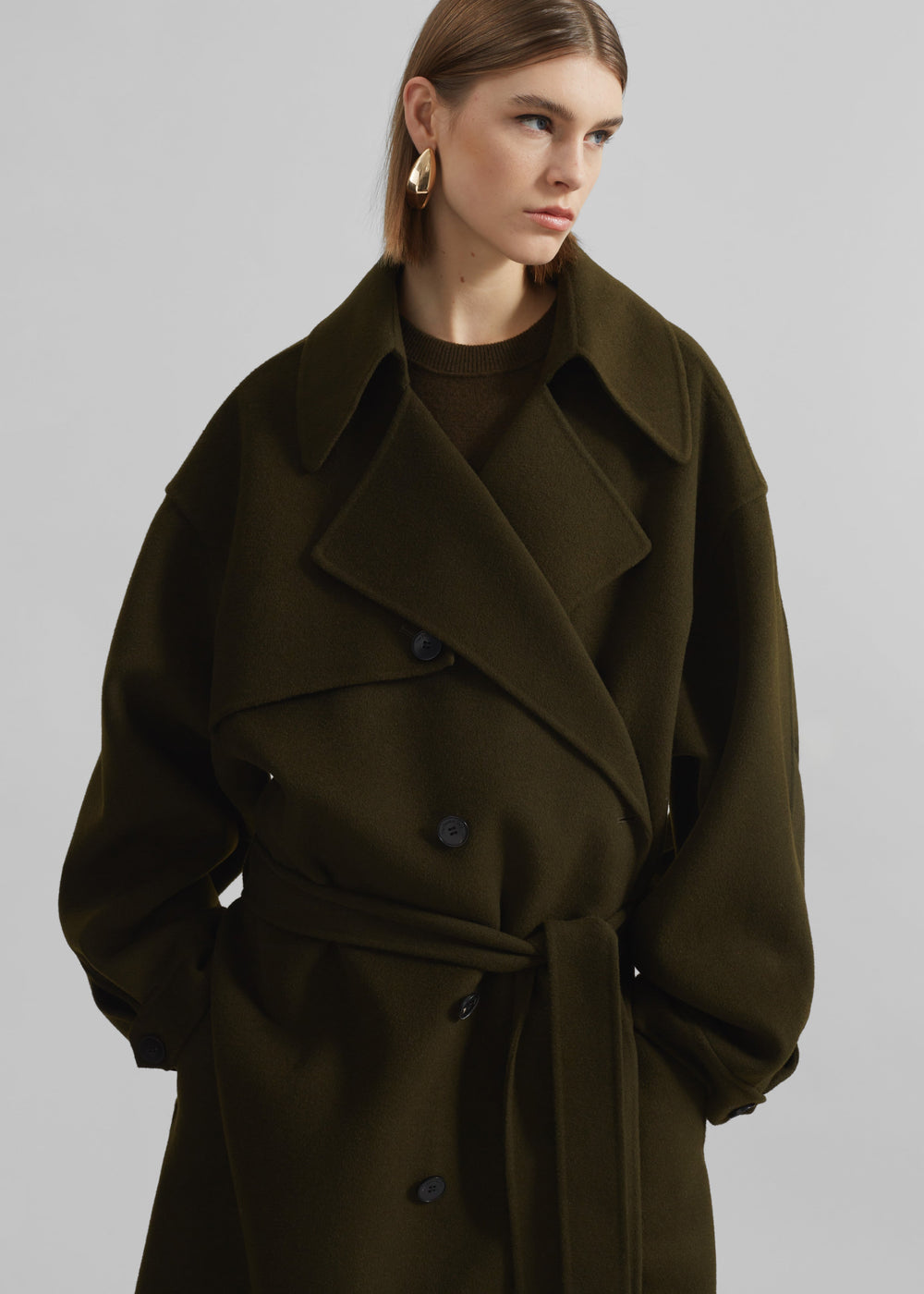 Mavis Long Coat - Khaki - 1